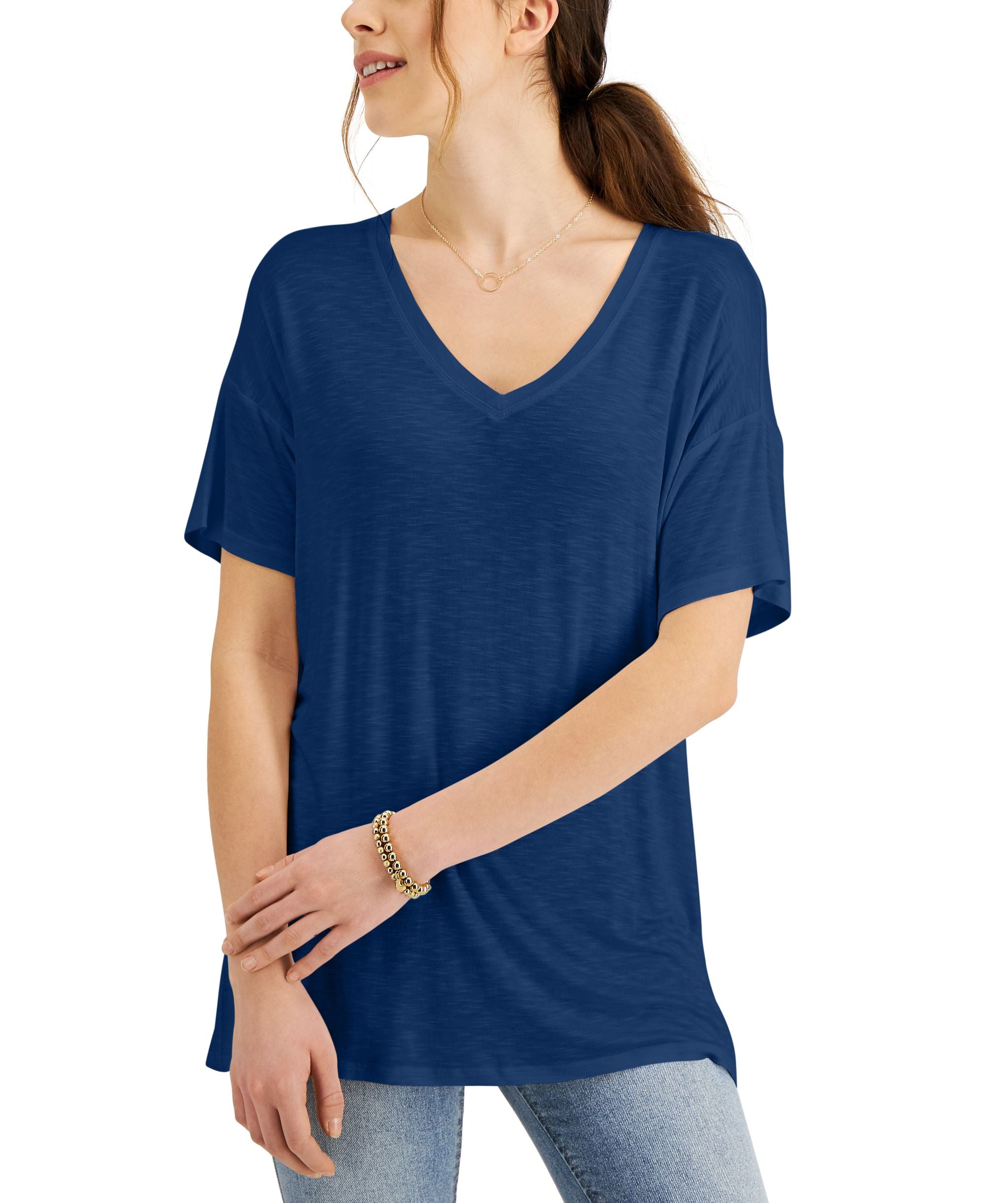 Style & Co Drapey V Neck Short-Sleeve T-Modern Shirt