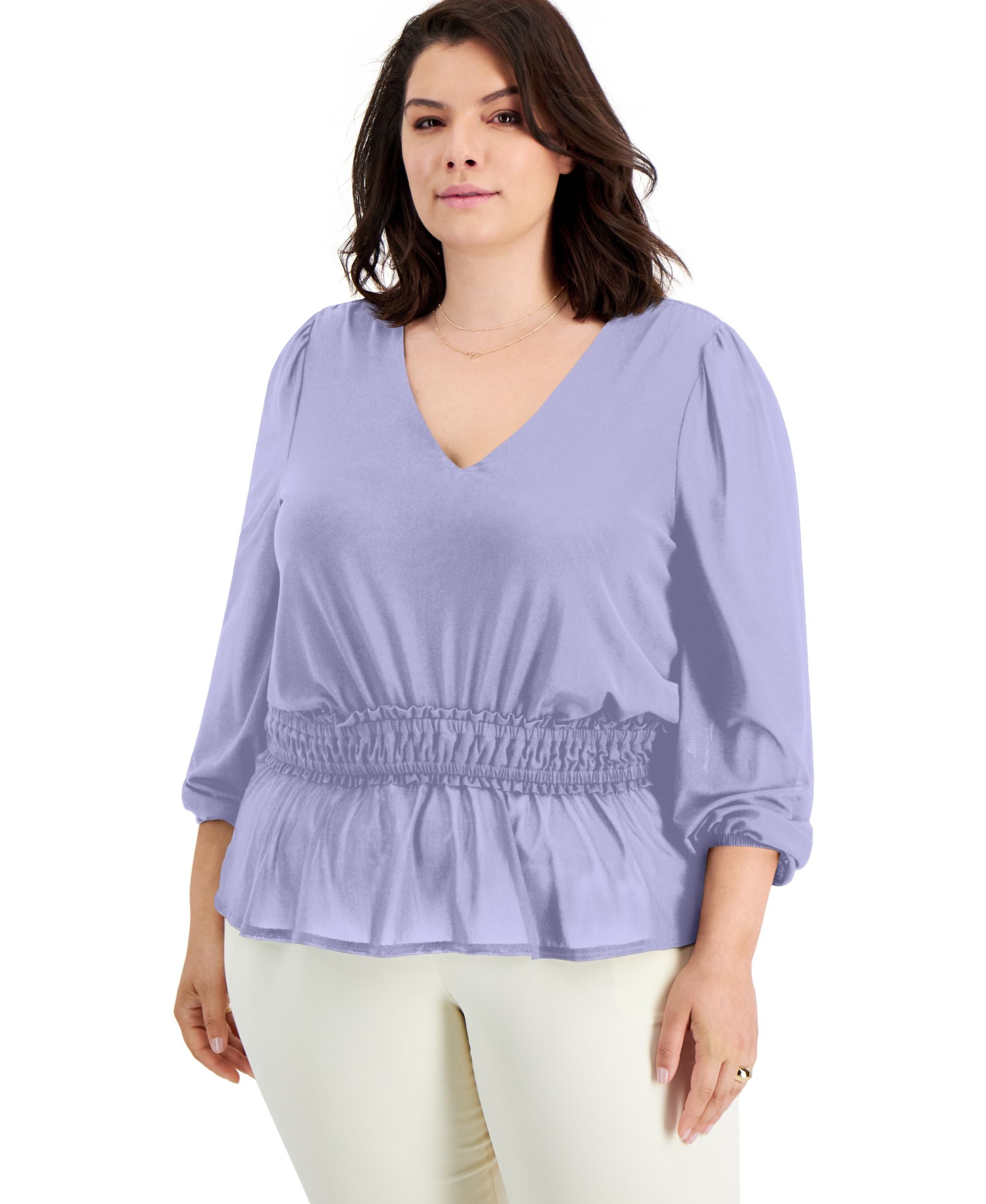 INC International Concepts Plus Size Mesh Peplum Premium Top