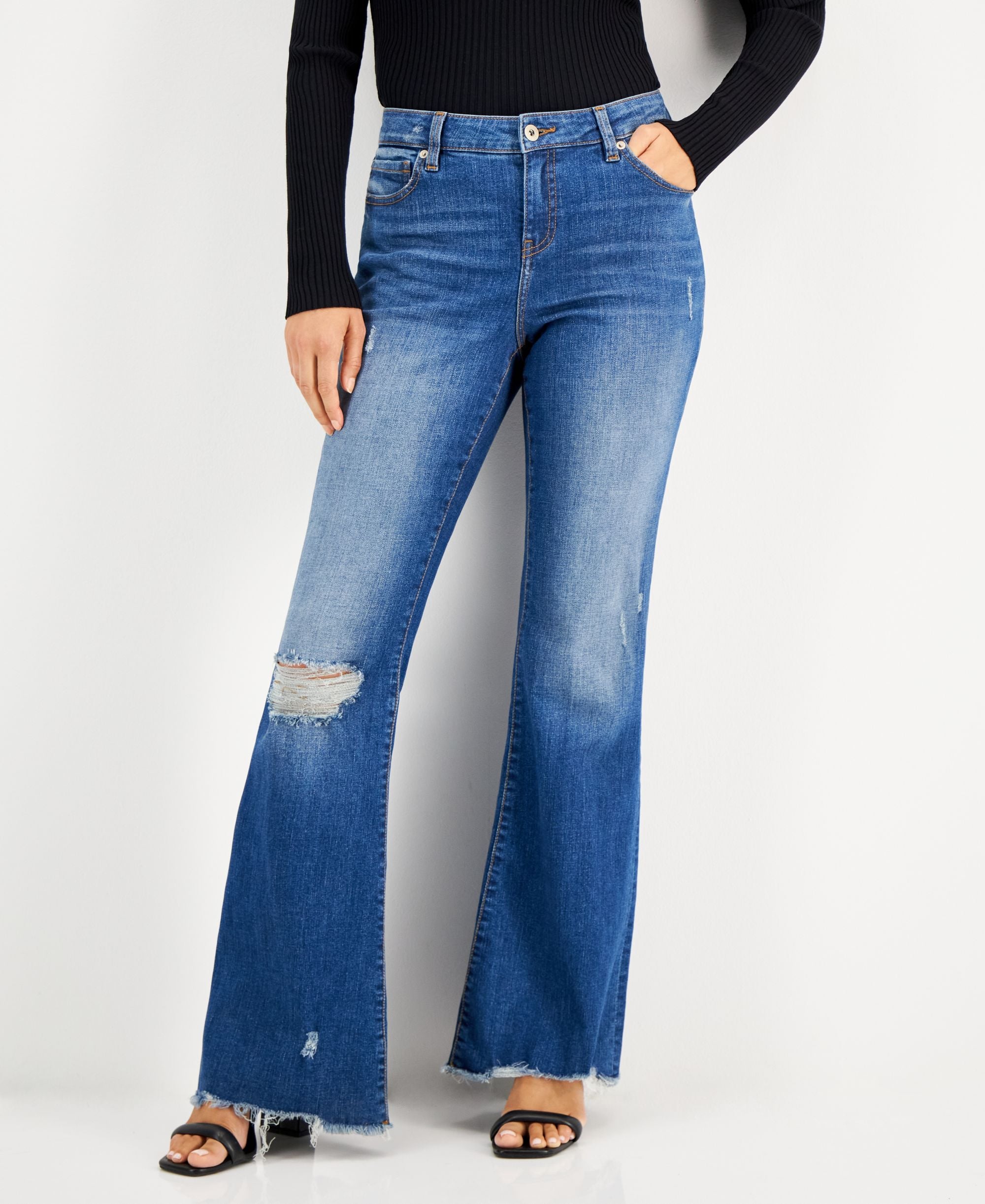 Women's Ripped Flare-Leg Premium Jeans