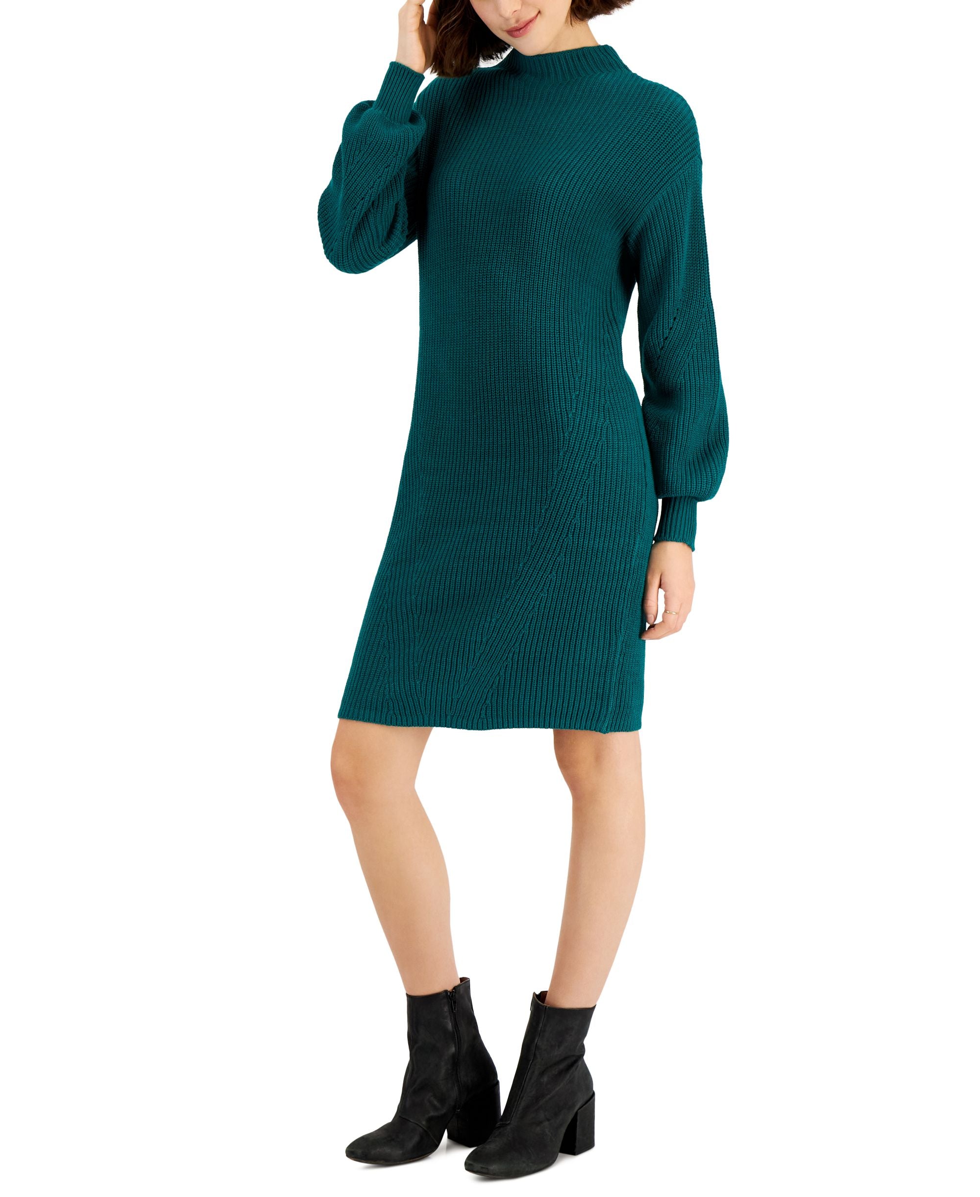 Style & Co Womens Mock Turtleneck Sweater Dress