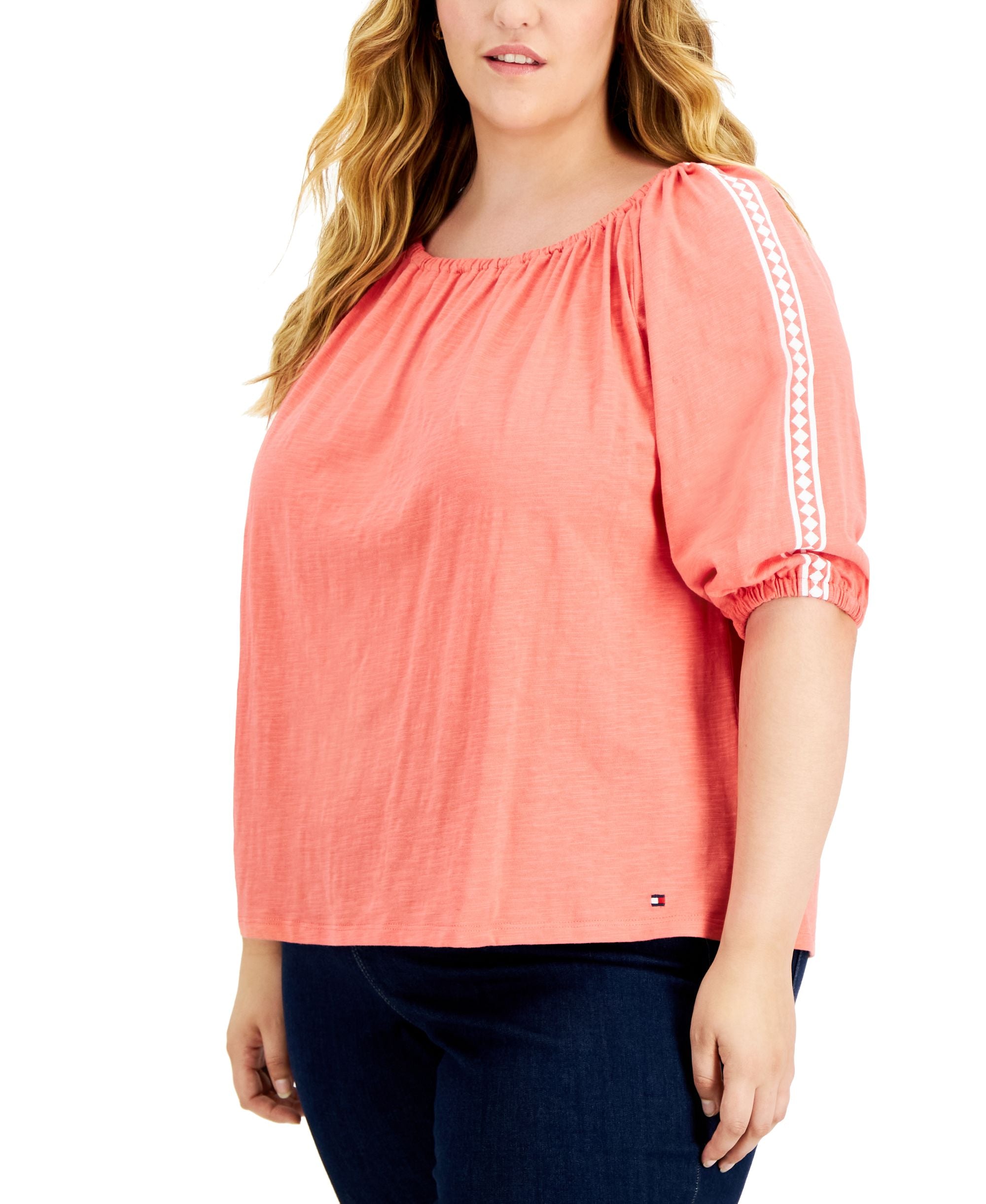 Tommy Hilfiger Plus Size Bubble Sleeve Premium Top