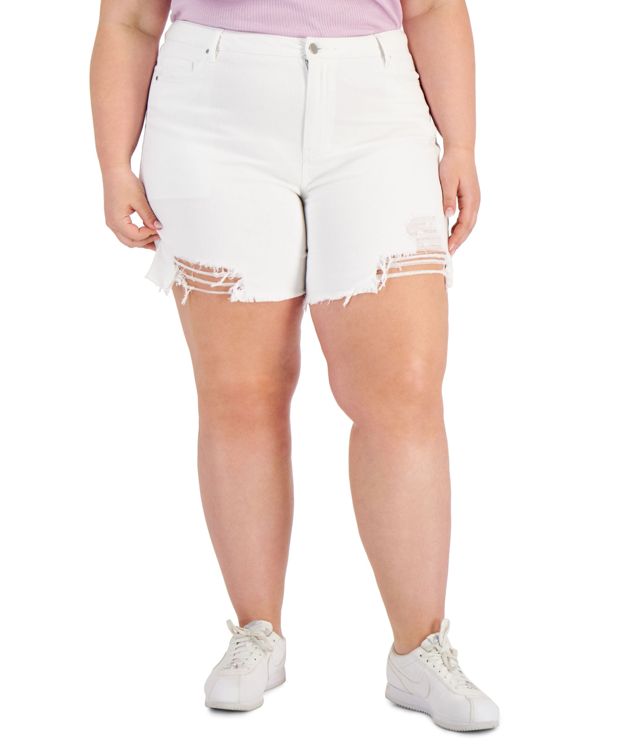 Tinseltown Modern Plus Size High Rise Relaxed Mom Premium Shorts