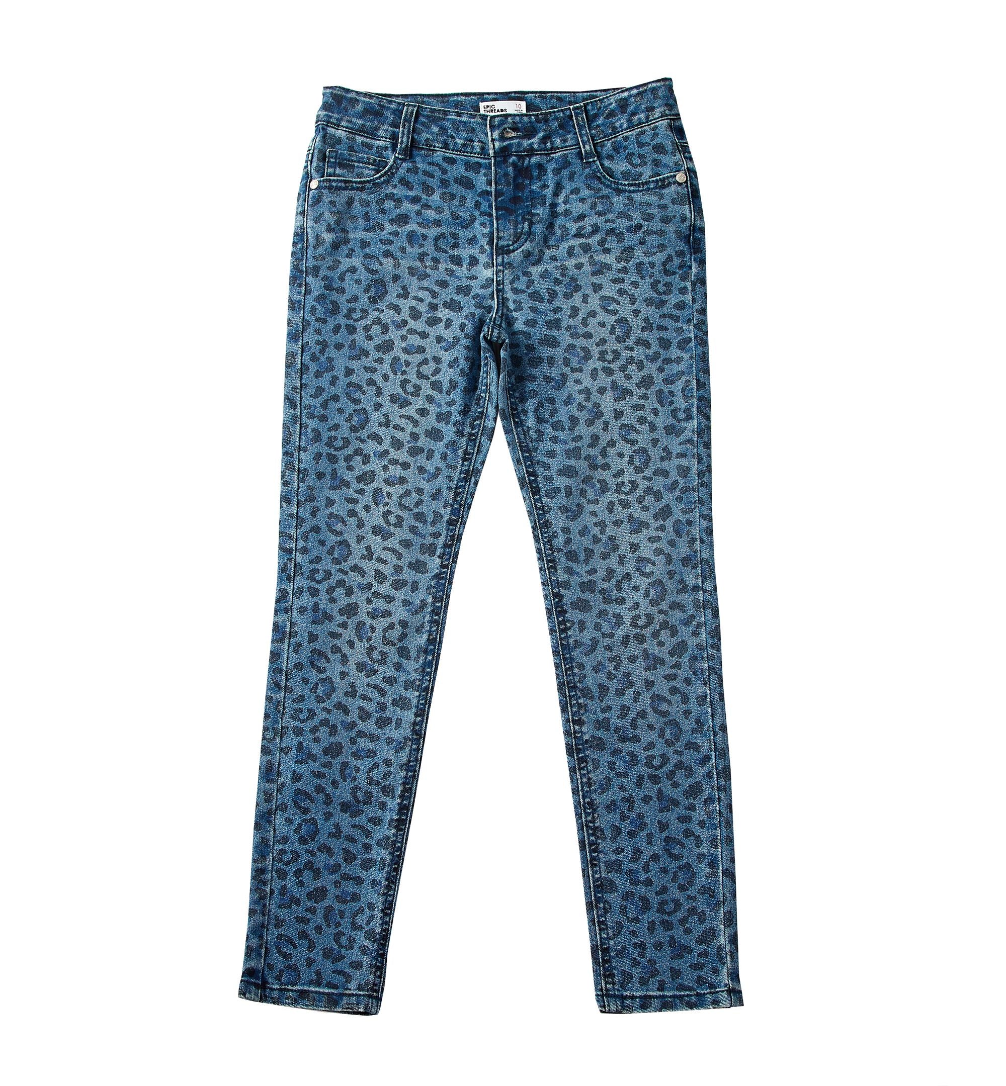 Toddler Girls Leopard Print Denim Skinny-Fit Premium Jeans