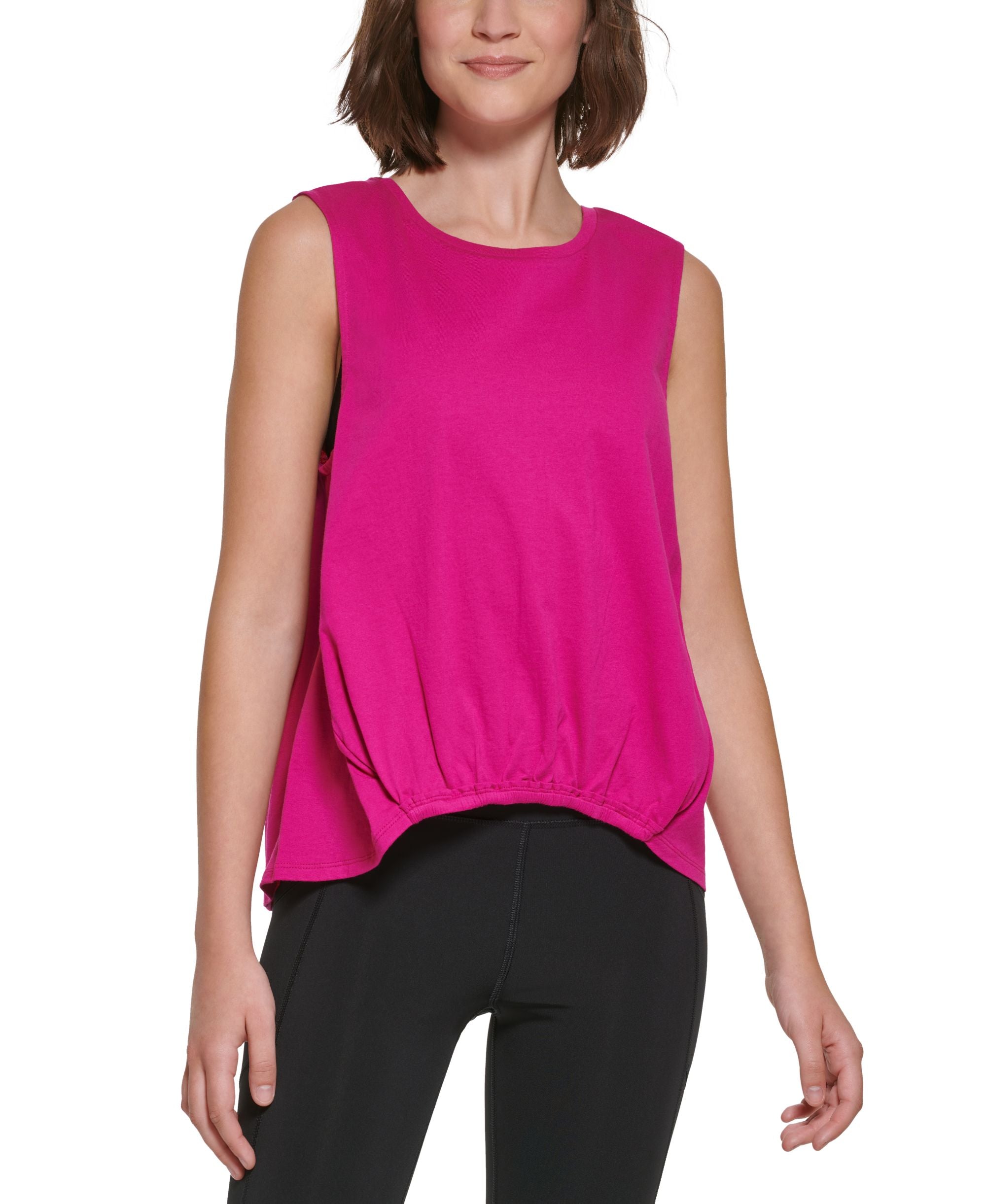 Calvin Klein Performance Womens Cotton Cinched High Low Premium Top