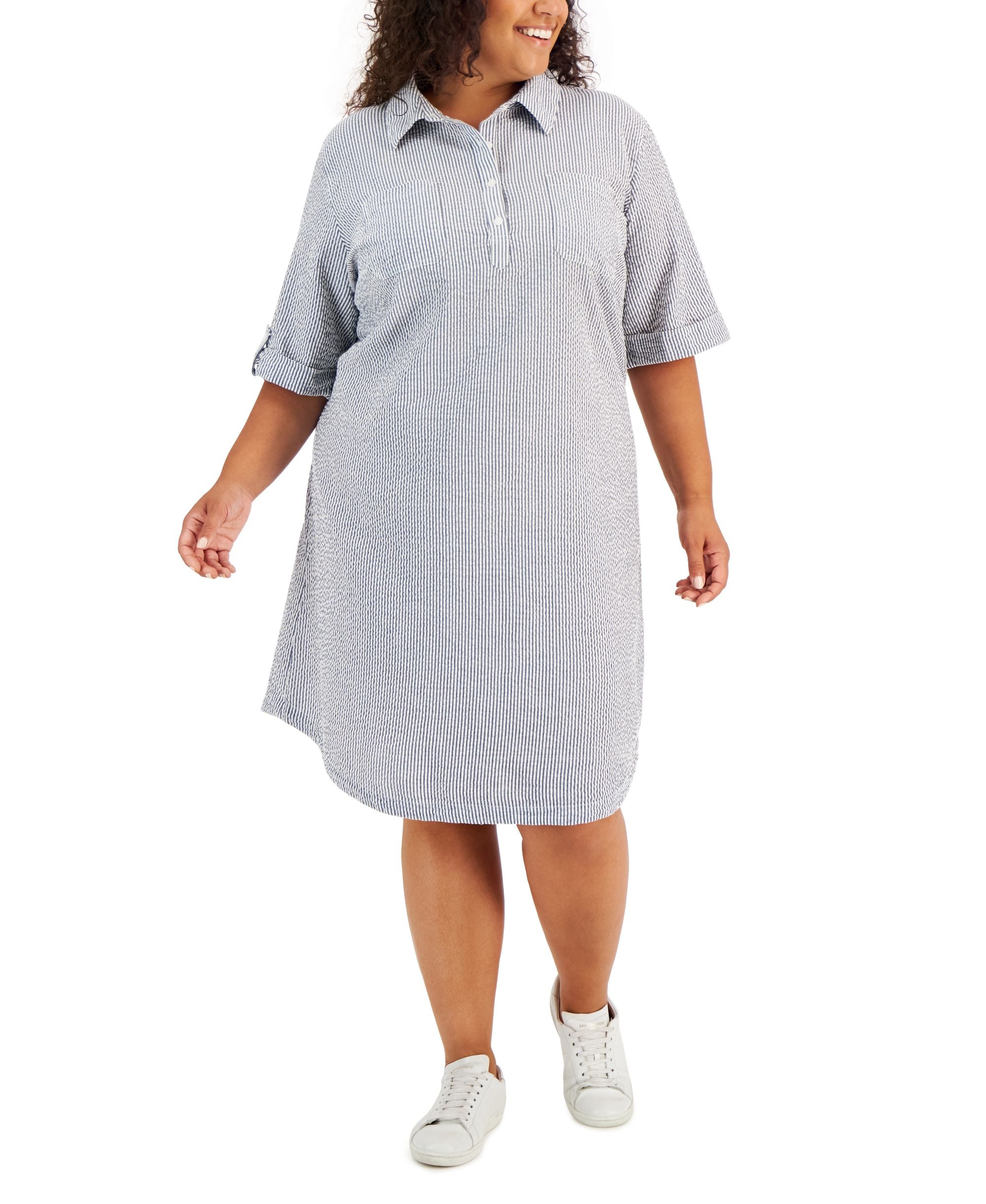 Karen Scott Plus Size Seersucker Dress