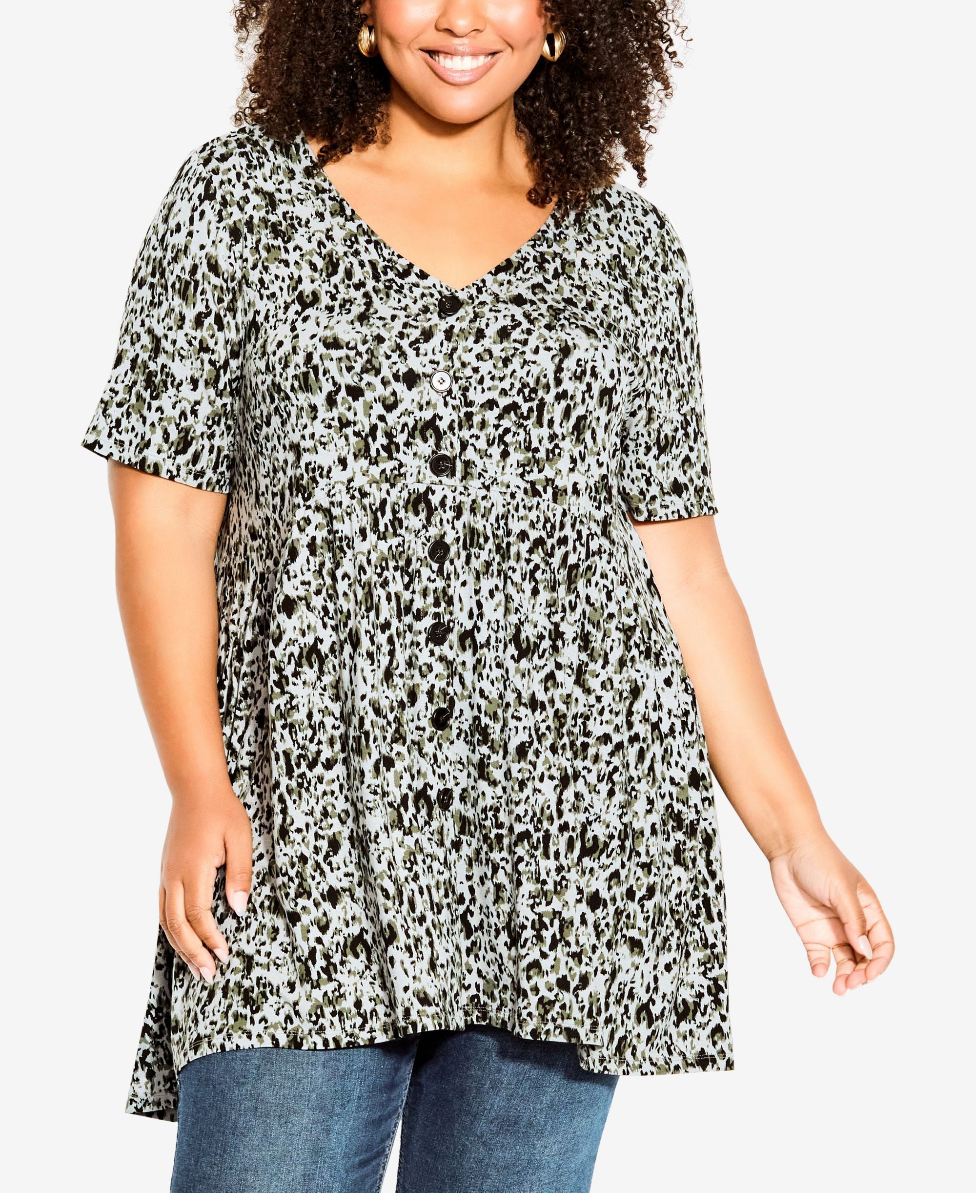 Plus Size Zion Print Tunic Premium Top