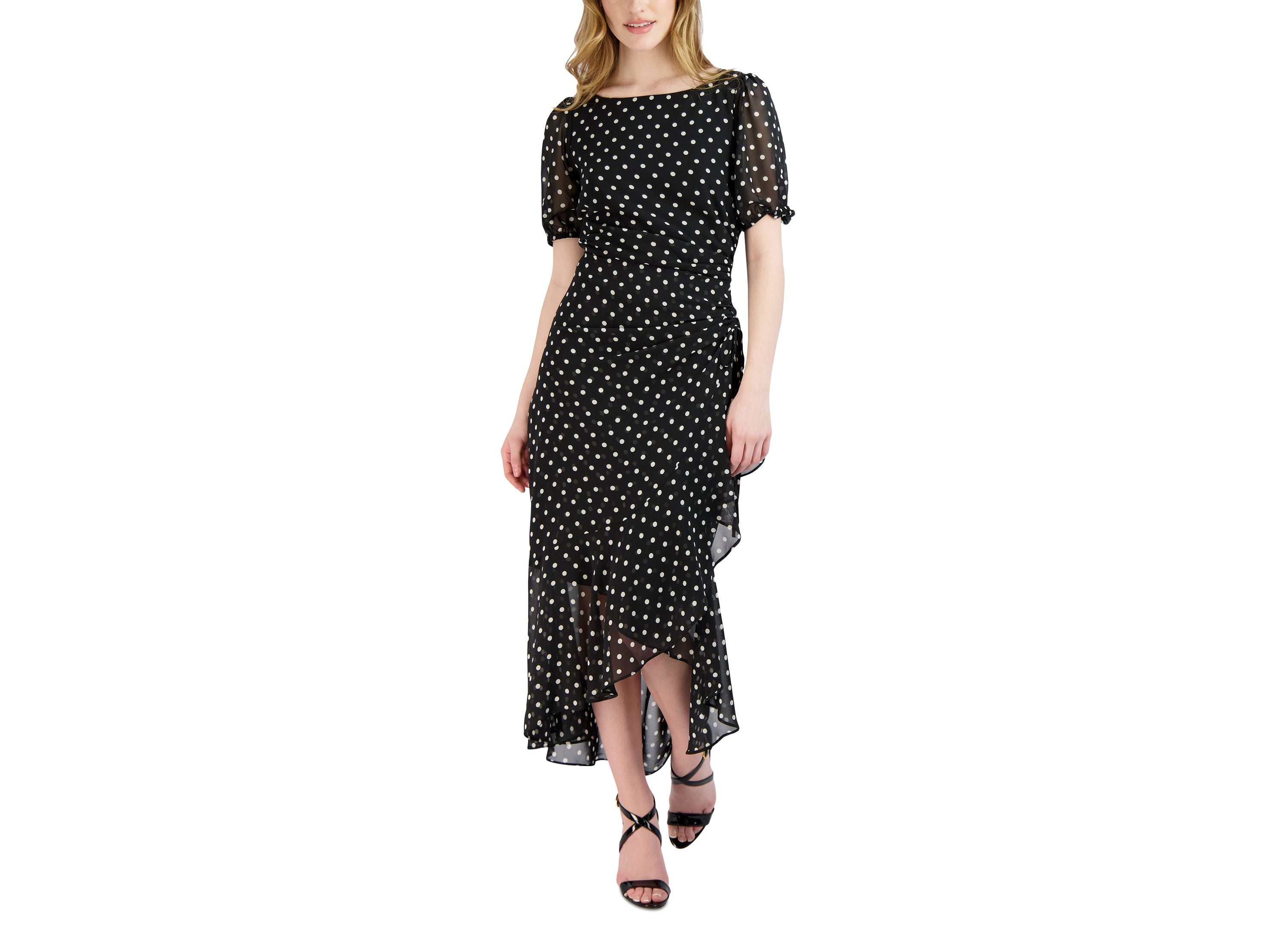 Women's Polka Dot Ruffled Maxi Dress