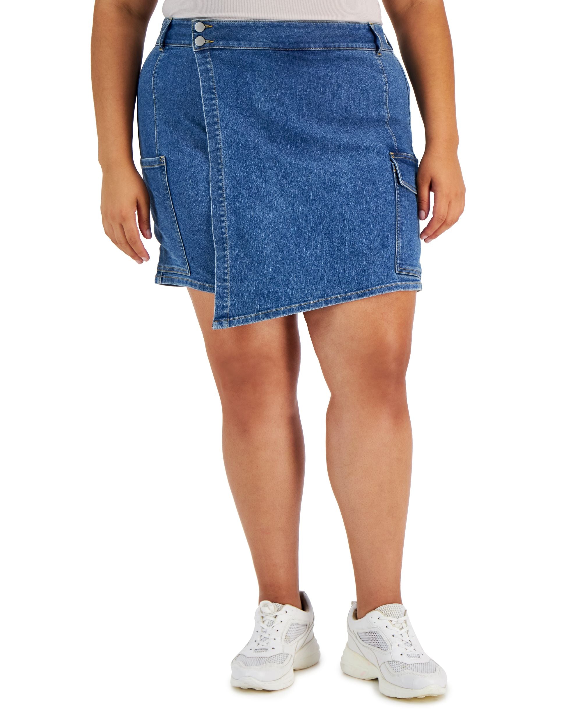 Tinseltown Modern Plus Size Faux Wrap Skort