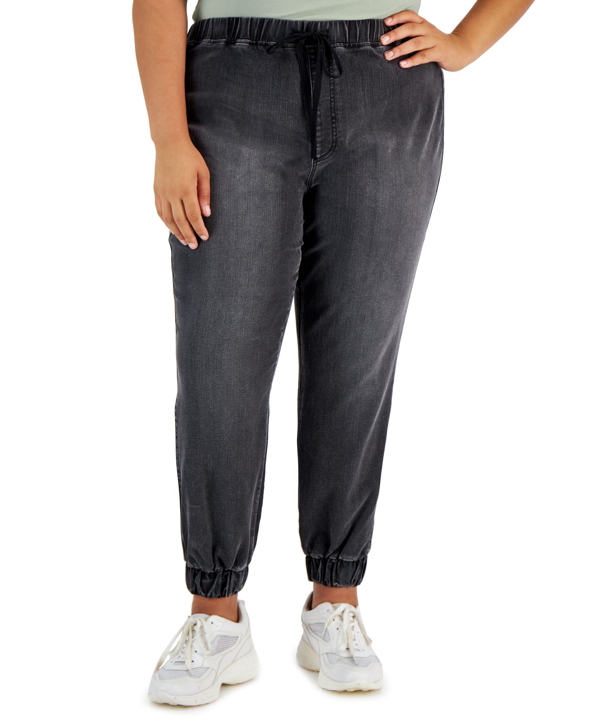 Tinseltown Modern Plus Size Drawstring Denim Jogger