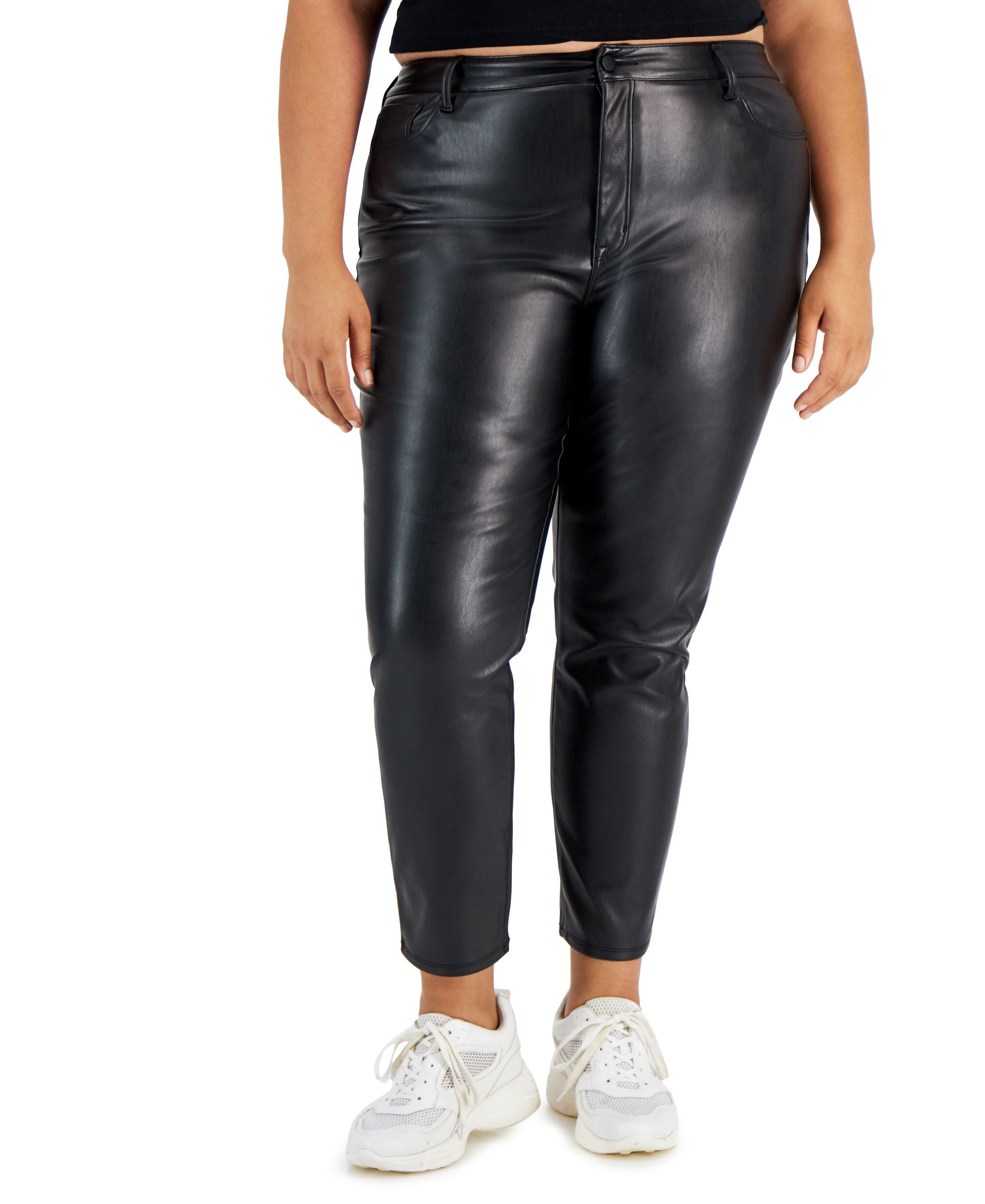 Tinseltown Modern Plus Size Faux-Leather Finish Signature Pants