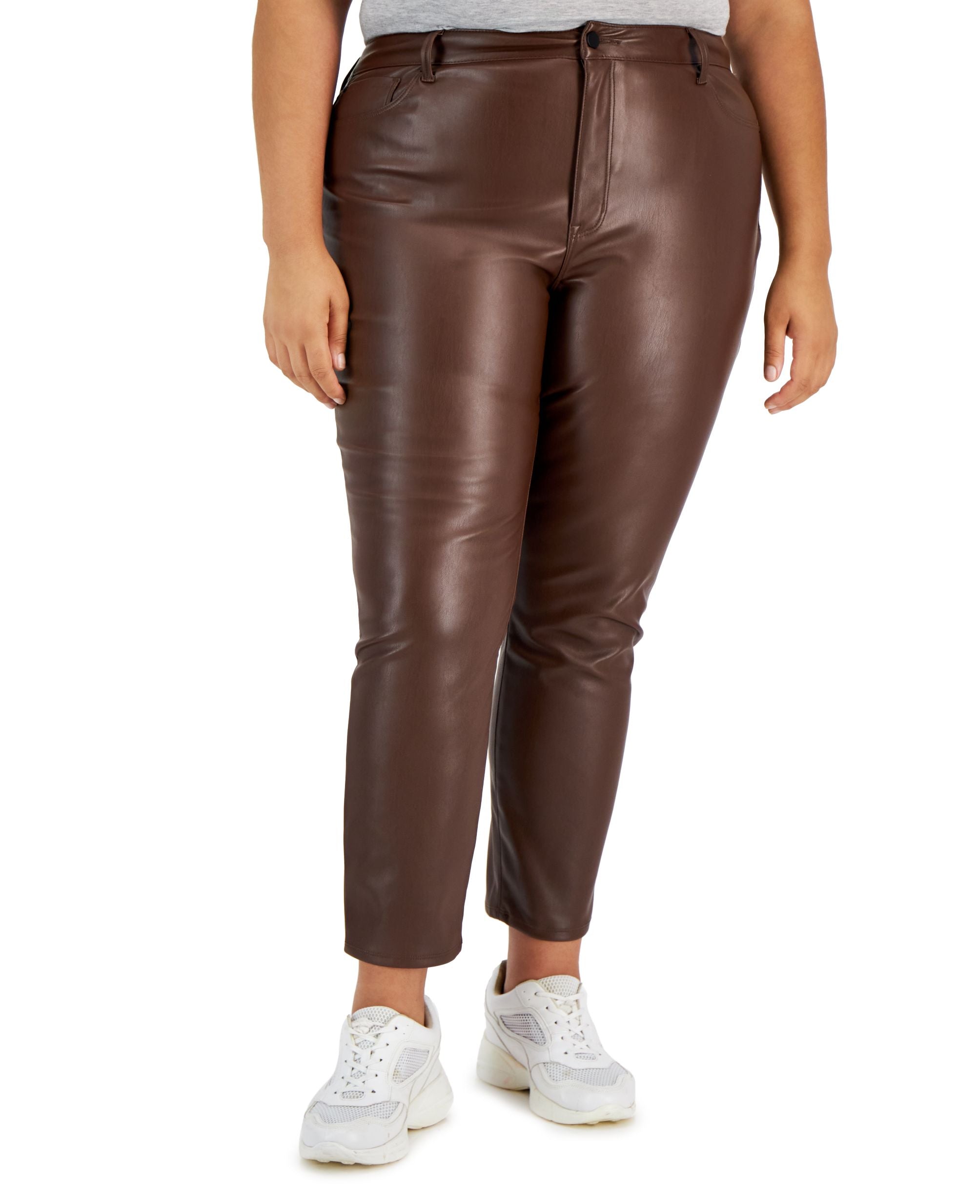 Tinseltown Modern Plus Size Faux-Leather Finish Signature Pants