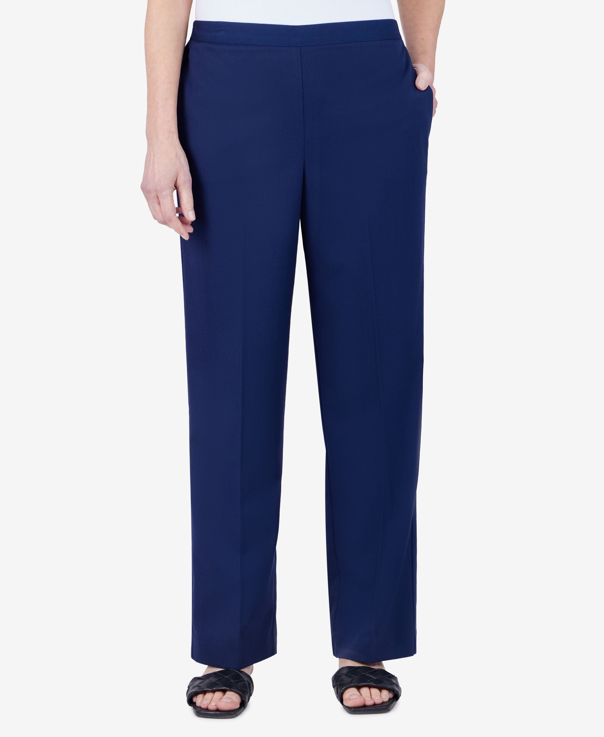 Plus Size Sloane Street Comfort-Waist Proportioned Straight-Cut Signature Pants