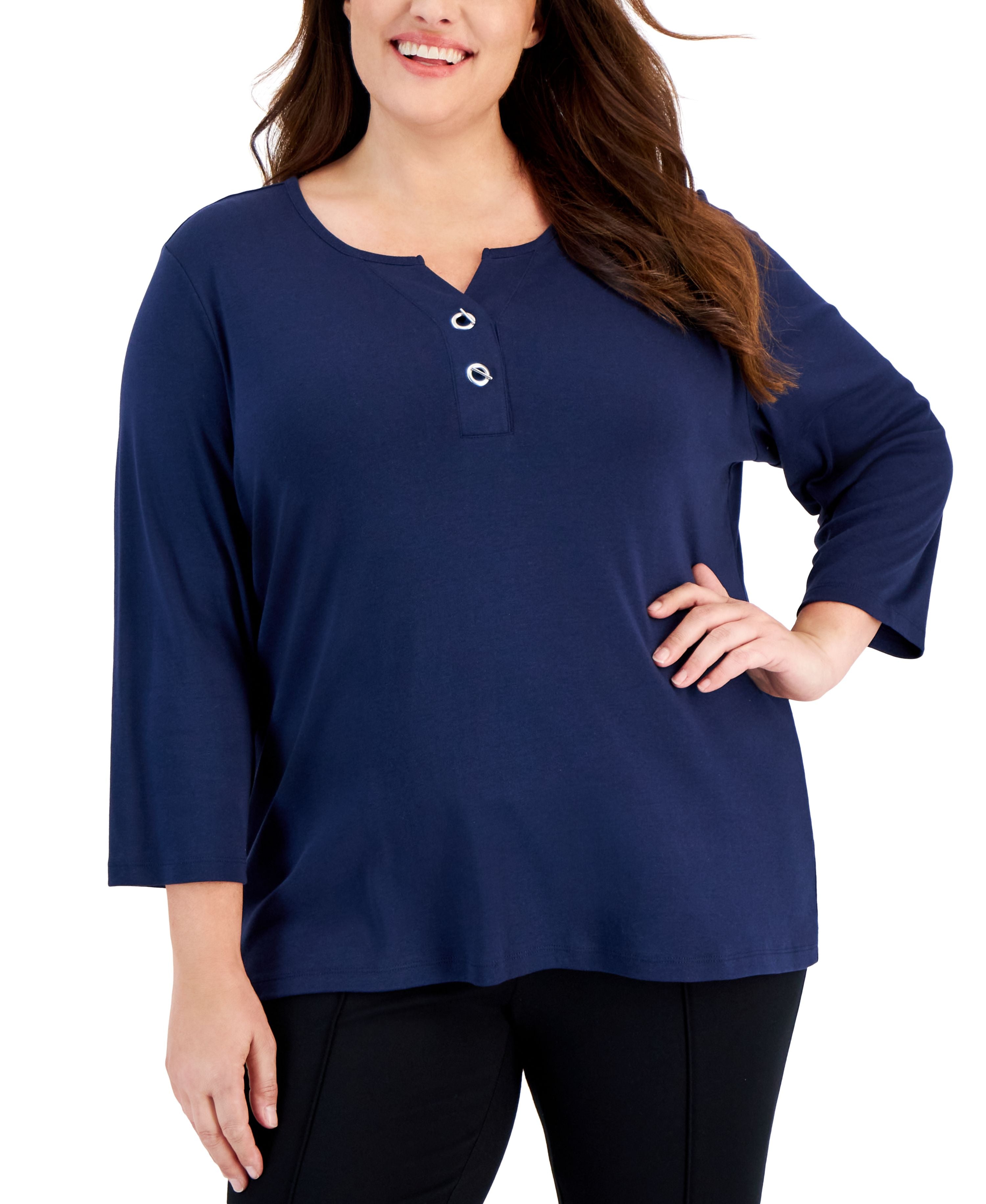 Plus Size Toggle-Neck Premium Top