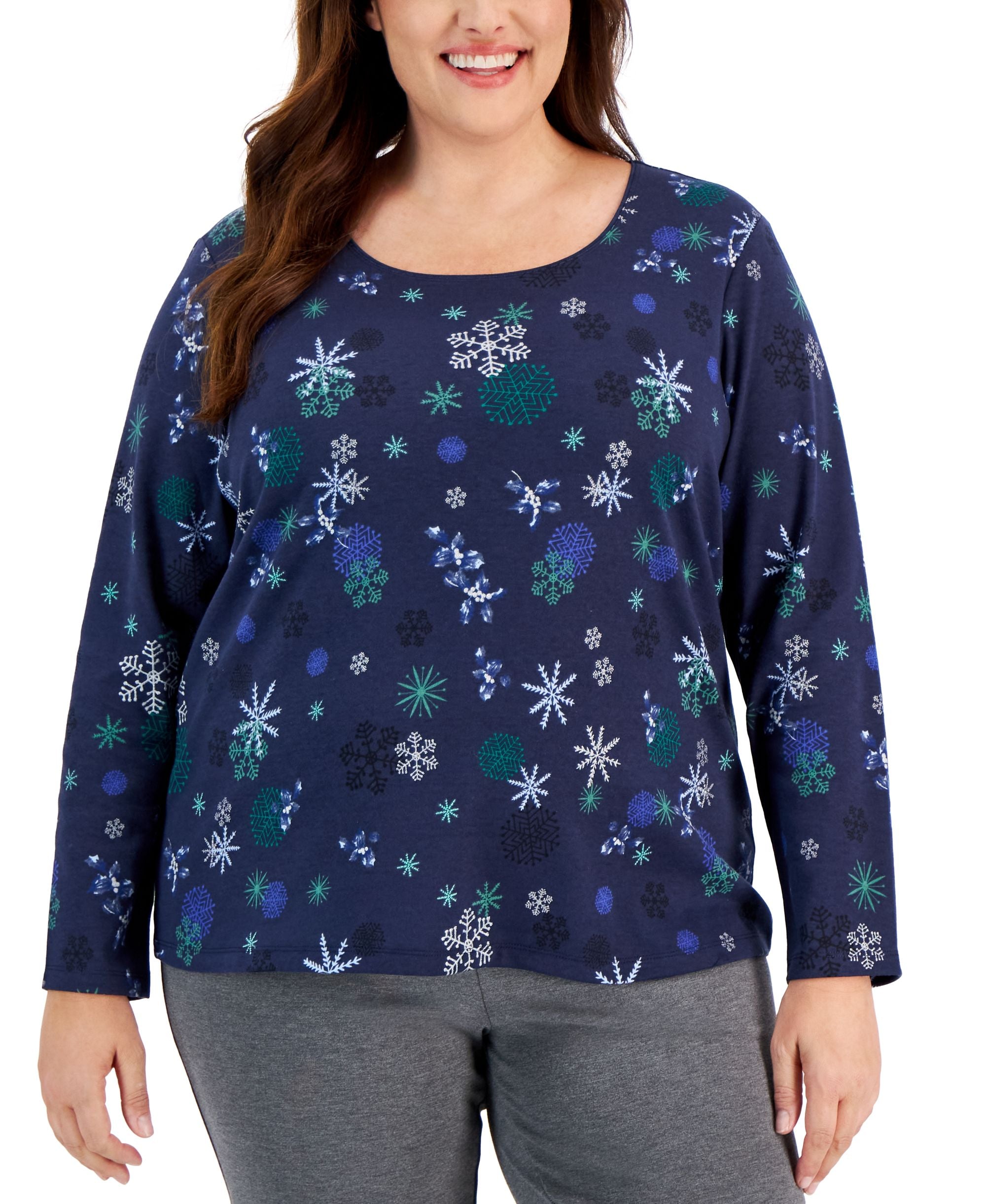 Karen Scott Plus Size Winter Magic Scoop Neck Premium Top
