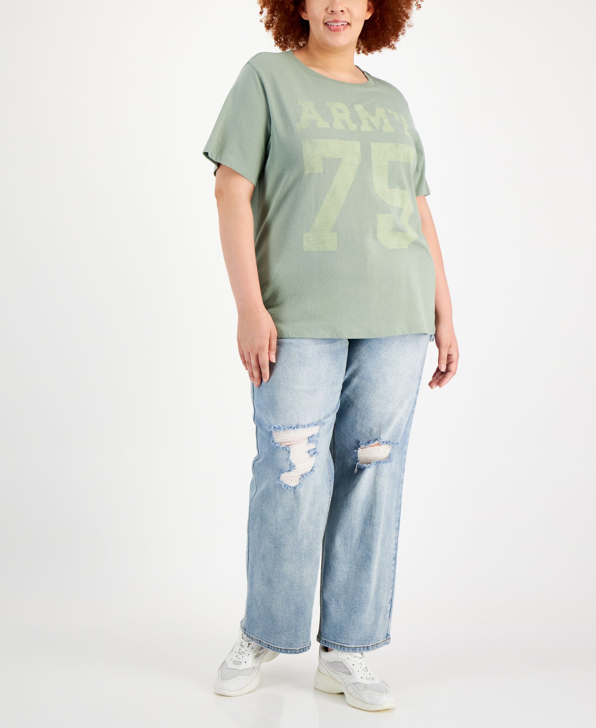 Modern Plus Size Cotton Army Graphic T-Modern Shirt