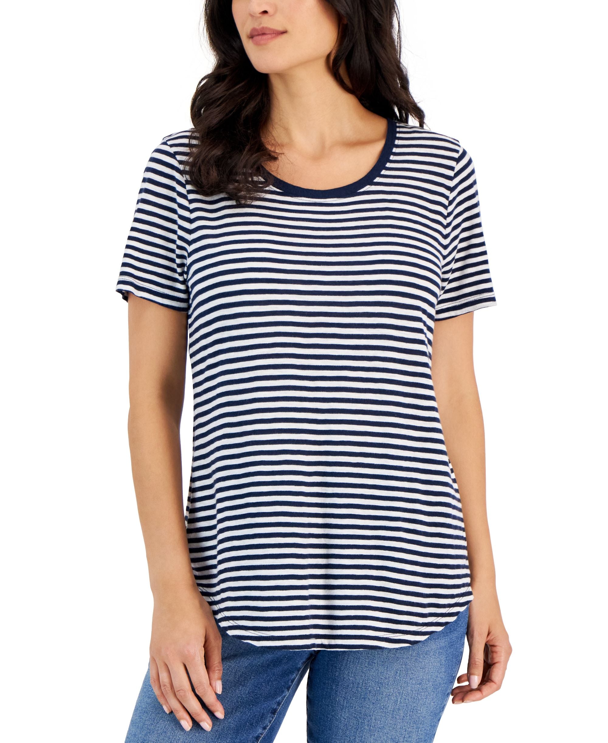 Style & Co Petite Striped Scoopneck T-Modern Shirt