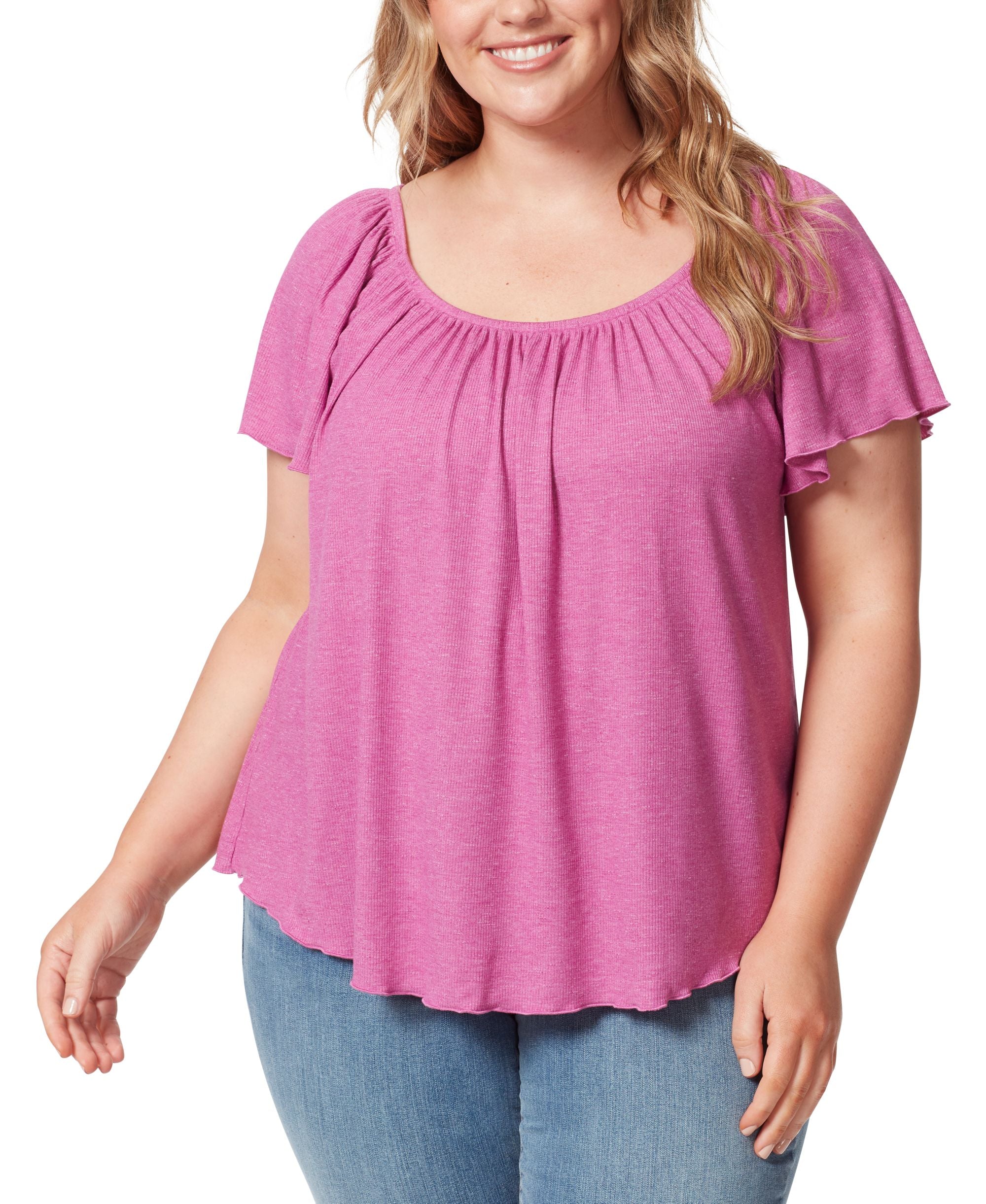 Jessica Simpson Modern Plus Size Autumn Flutter-Sleeve Premium Top