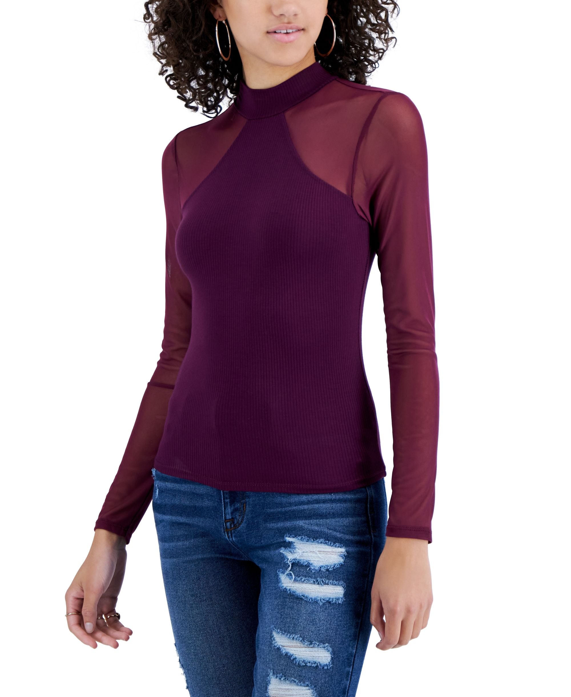 Juniors' Illusion Mesh Premium Top