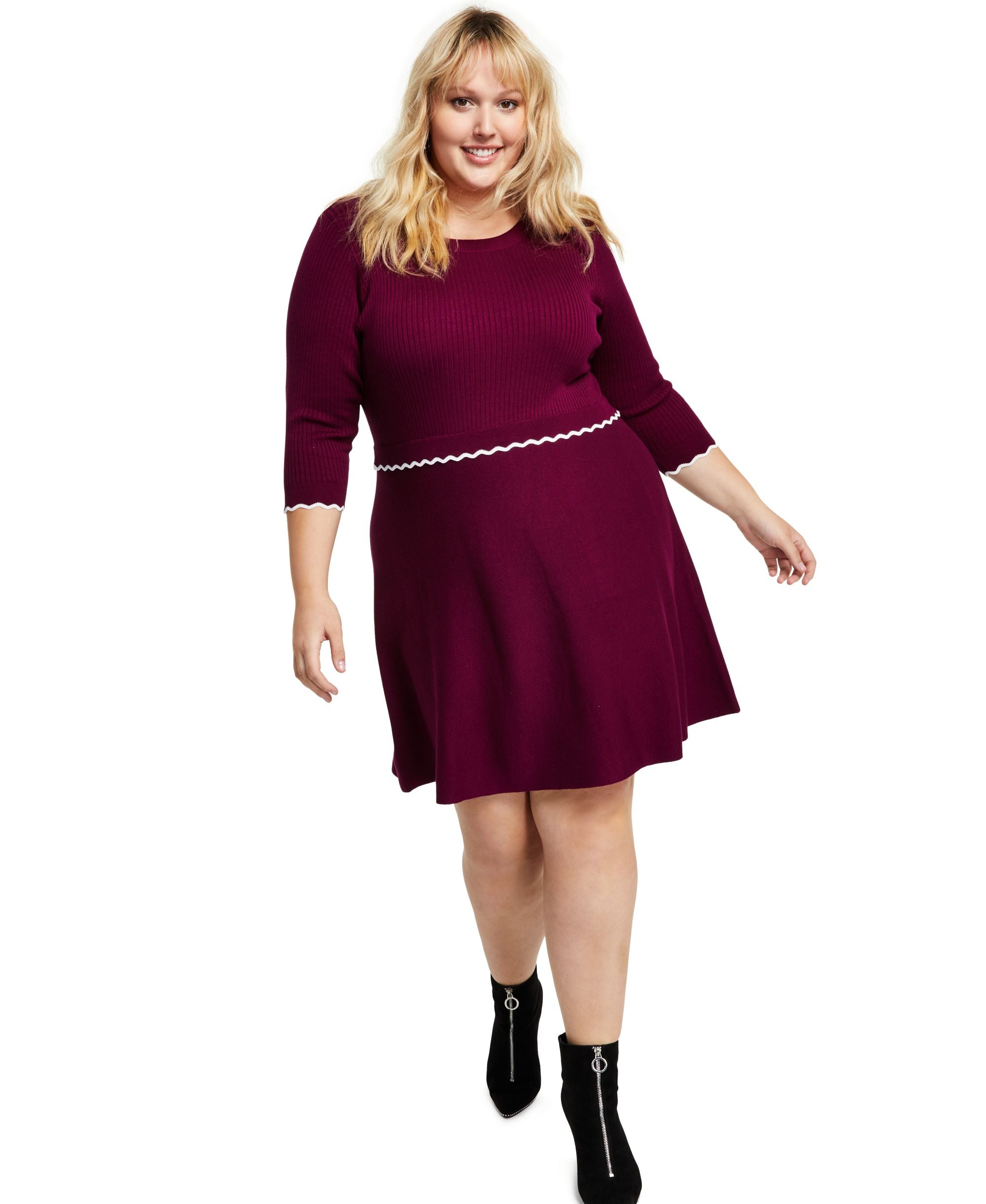 Bcx Modern Plus Size Contrast Trim Sweater Dress