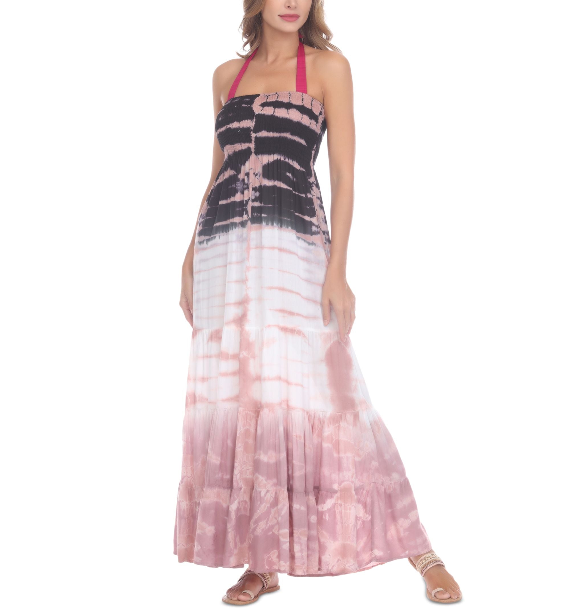 Juniors' Tiered Flounce Tie-Dyed Cover-Up Maxi Dress