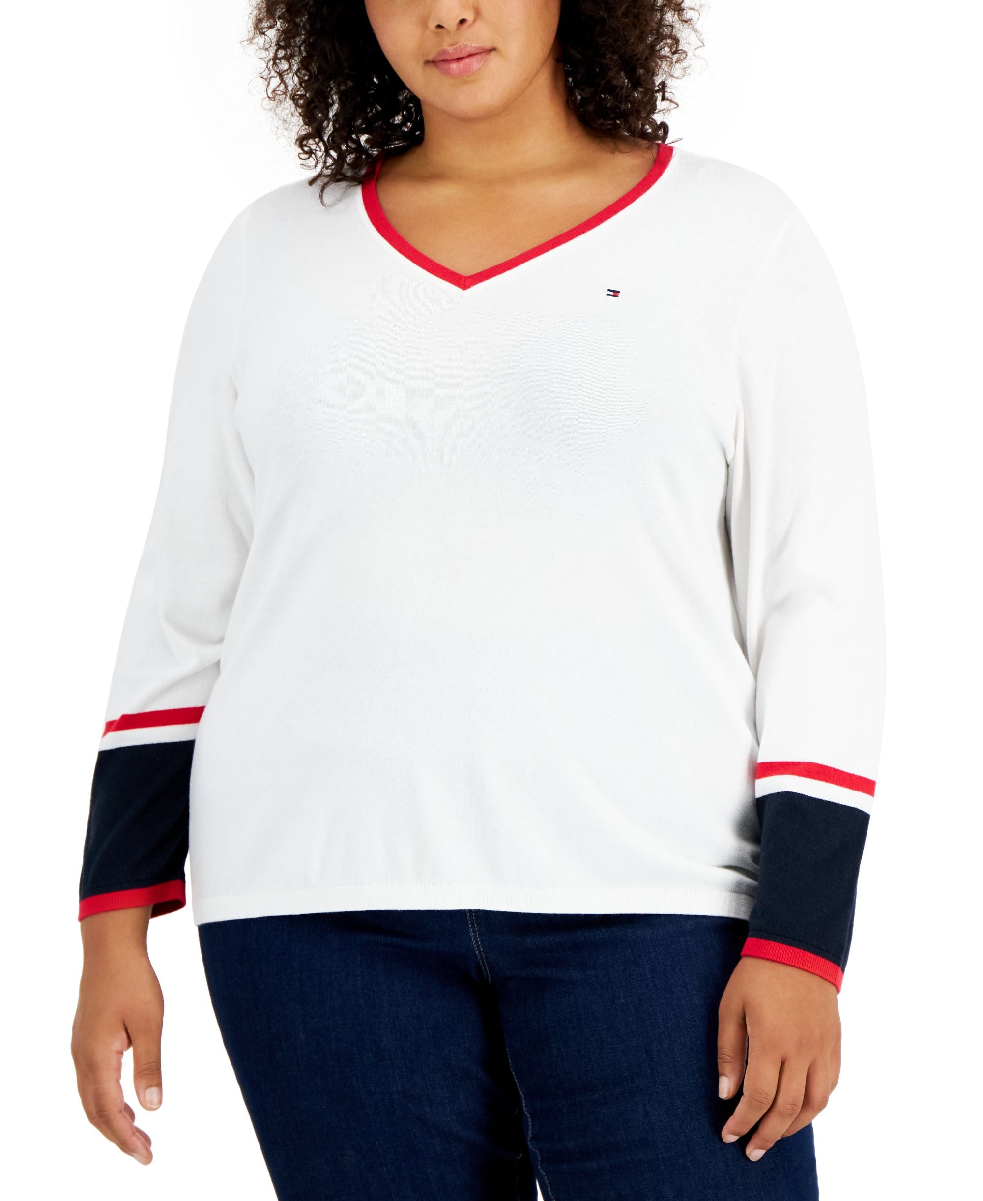 Tommy Hilfiger Plus Size Ivy Cotton Long-Sleeve Sweater