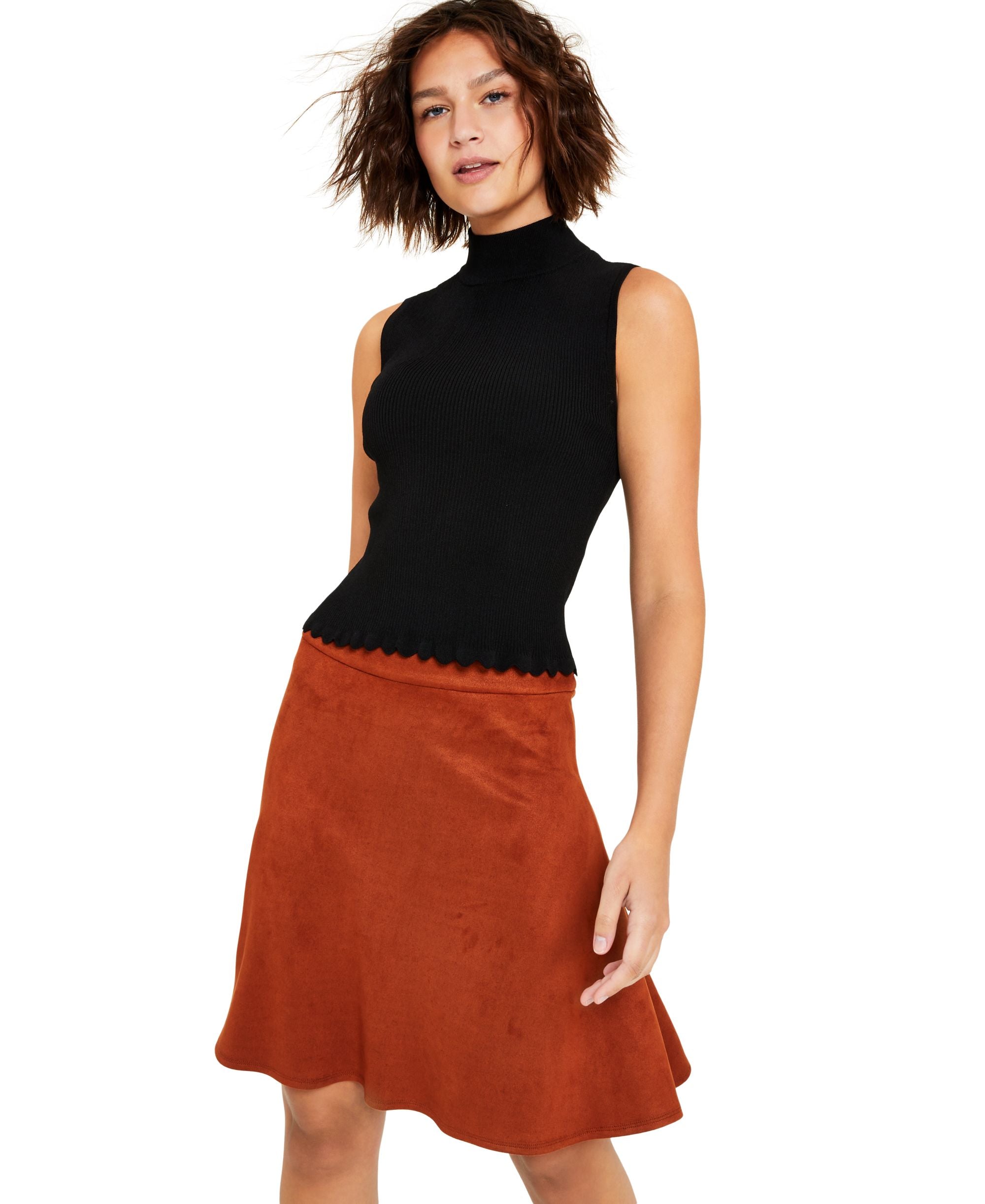 Bar III Womens Mock Neck Sleeveless Sweater Premium Top