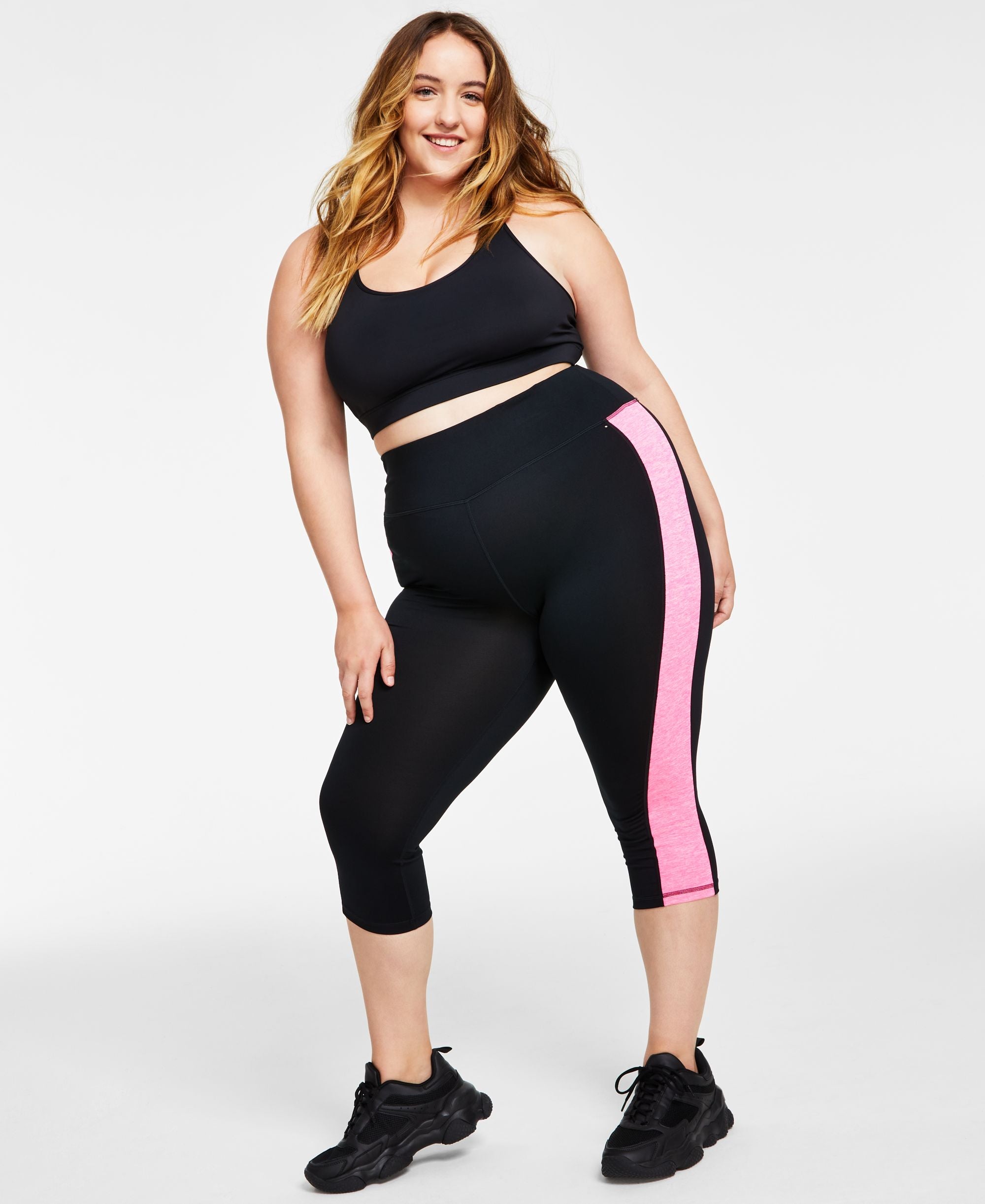 Plus Size Colorblocked Capri-Length Leggings