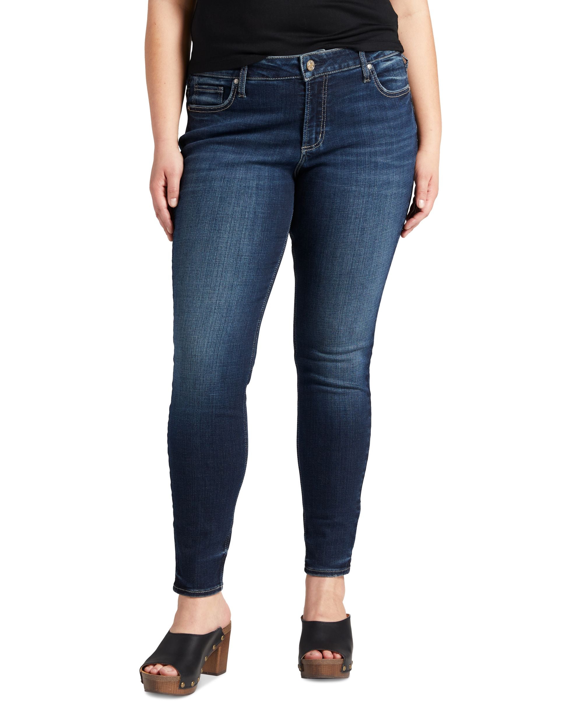 Silver Premium Jeans Co. Plus Size Elyse Mid Rise Skinny-Fit Premium Jeans