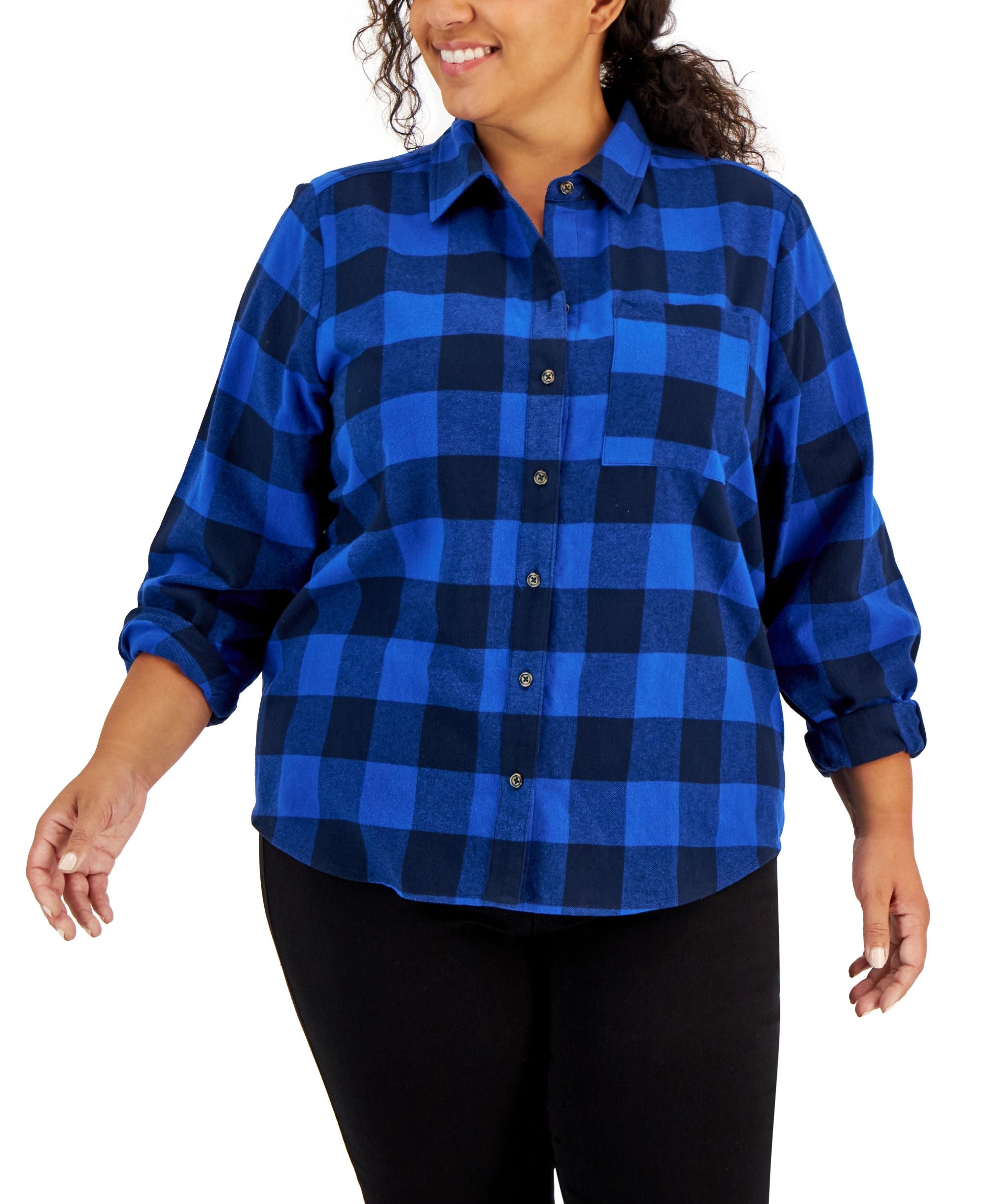 Style & Co Plus Size Buffalo Plaid Modern Shirt