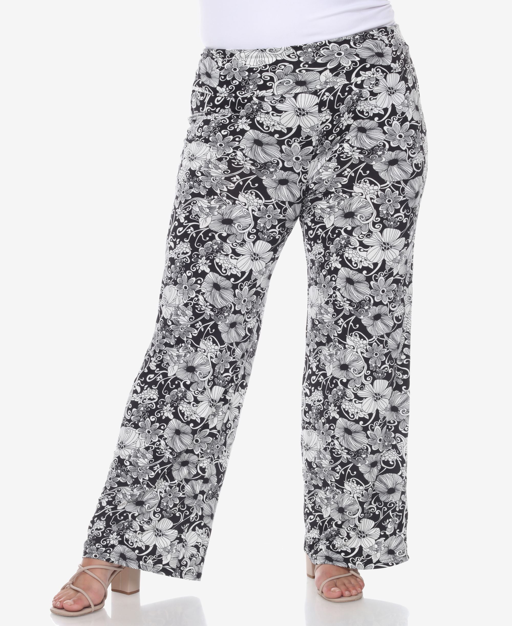 Plus Size Floral Paisley Palazzo Signature Pants