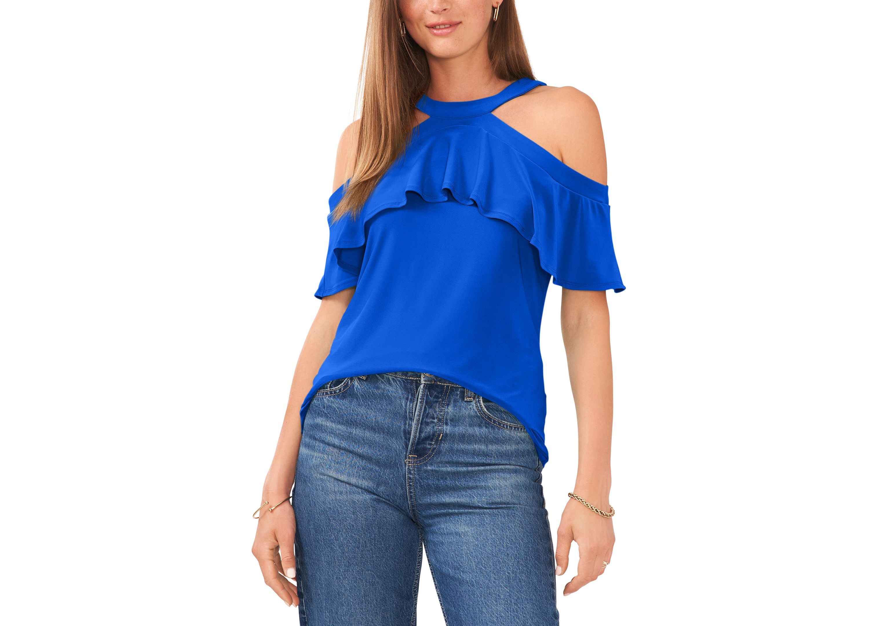 Ruffled Cold-Shoulder Premium Top