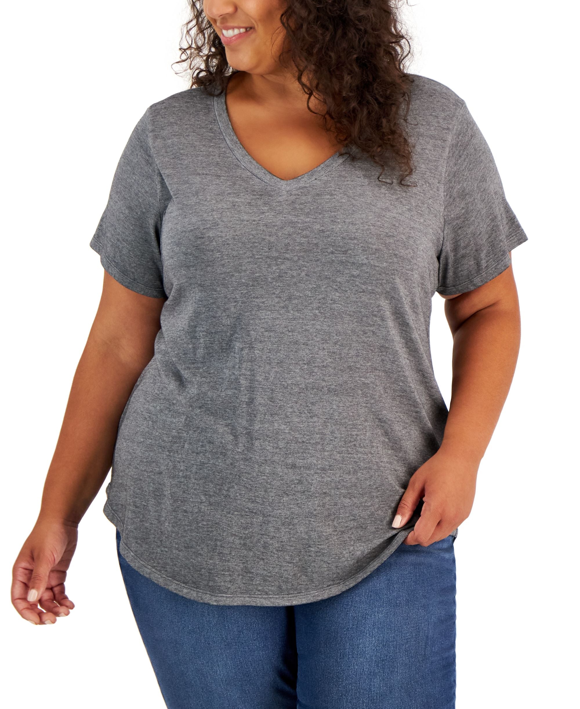Style & Co Plus Size Solid Burnout T-Modern Shirt