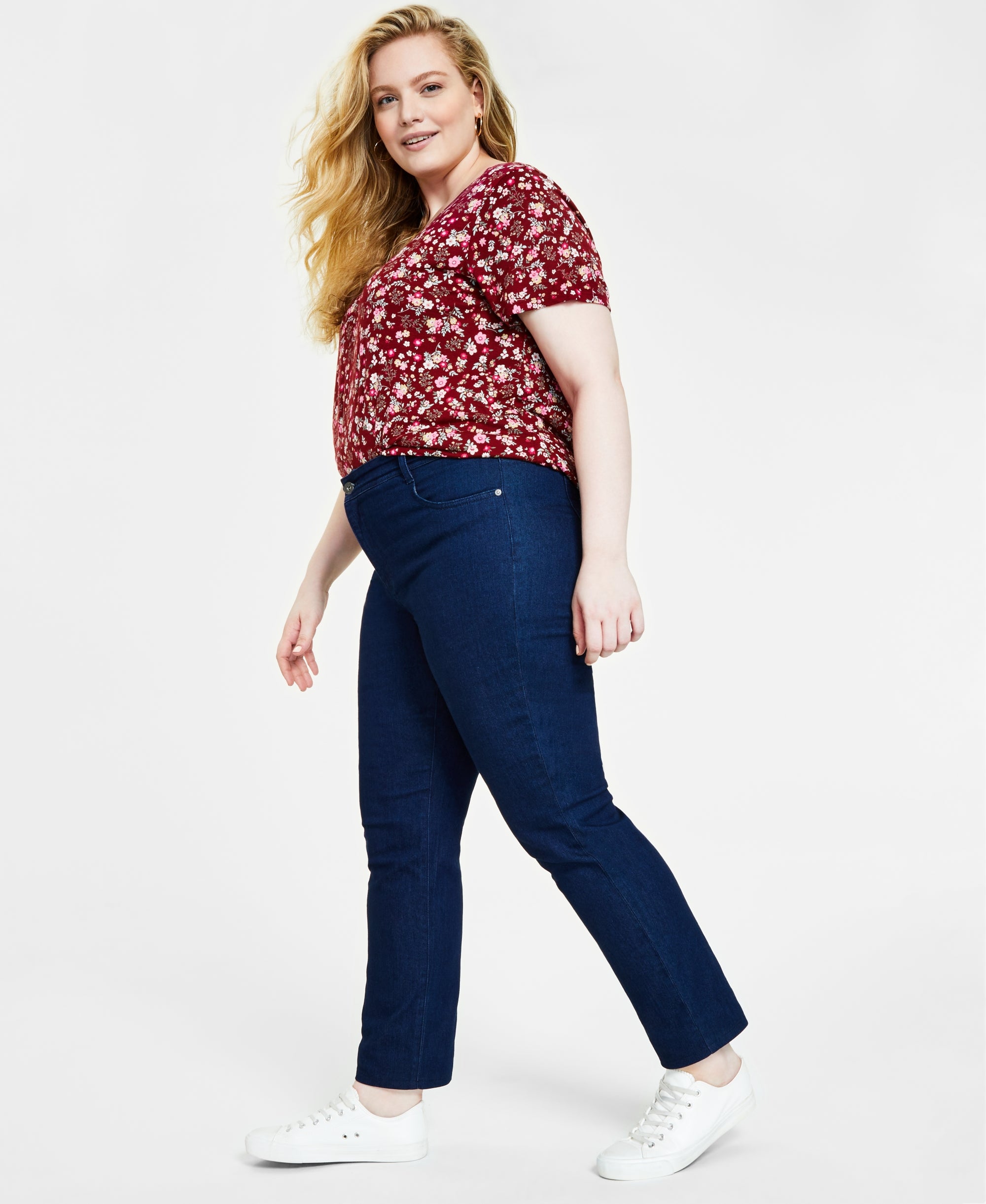 Plus Size High-Rise Slim-Cut-Leg Premium Jeans