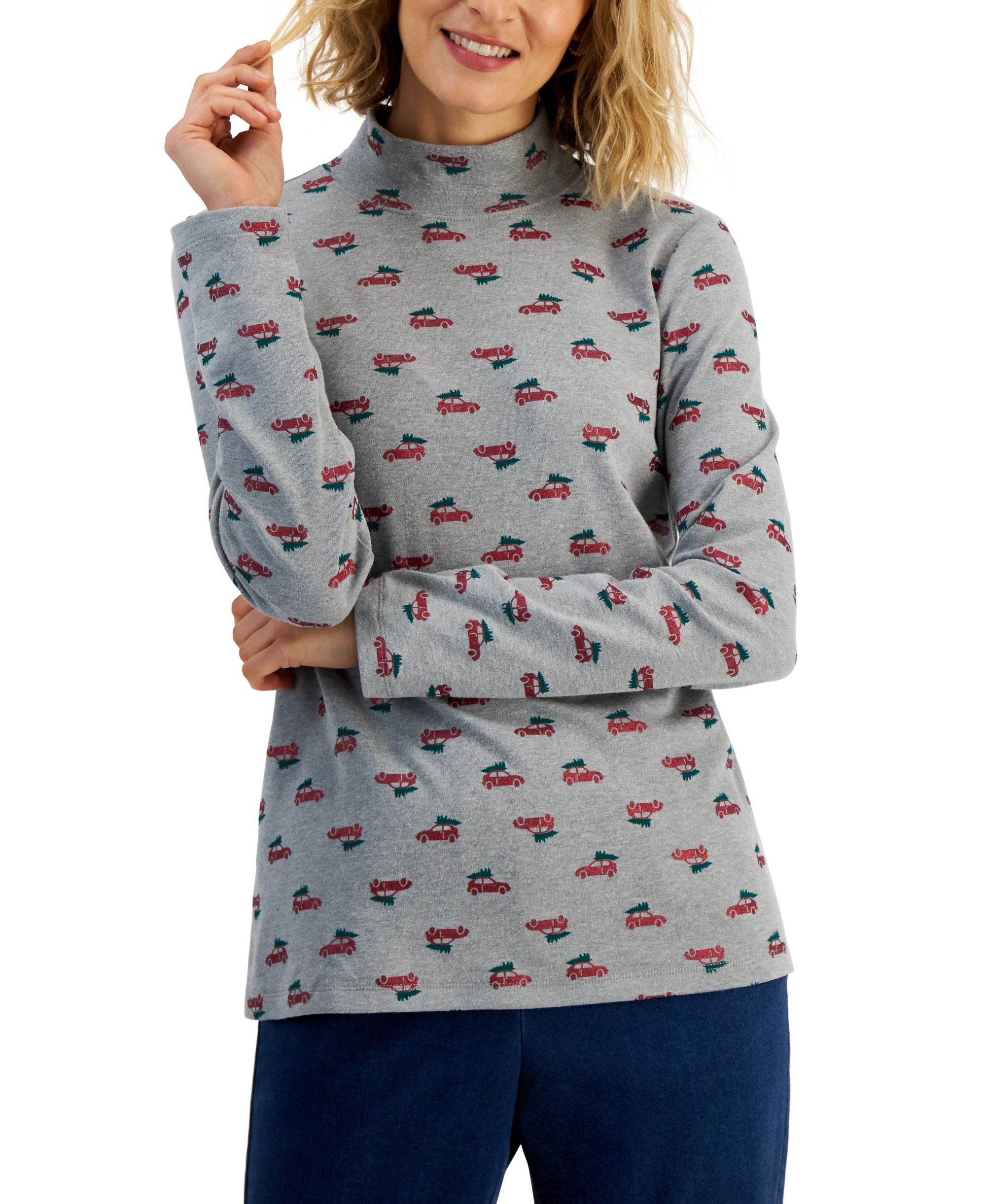 Women's Printed Mock-Neck Premium Top