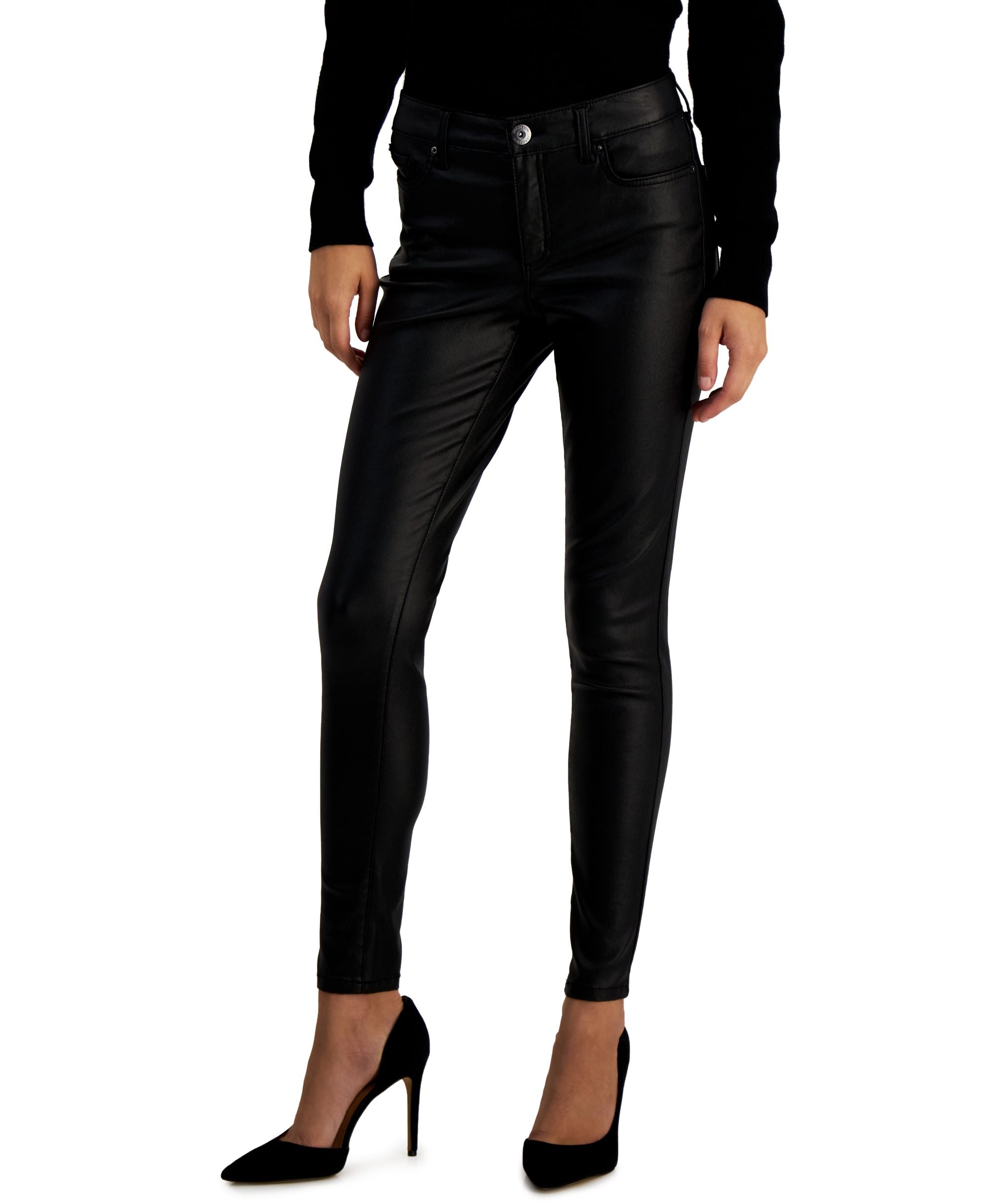 INC International Concepts Womens Mid Rise Coated Skinny-Fit Premium Jeans