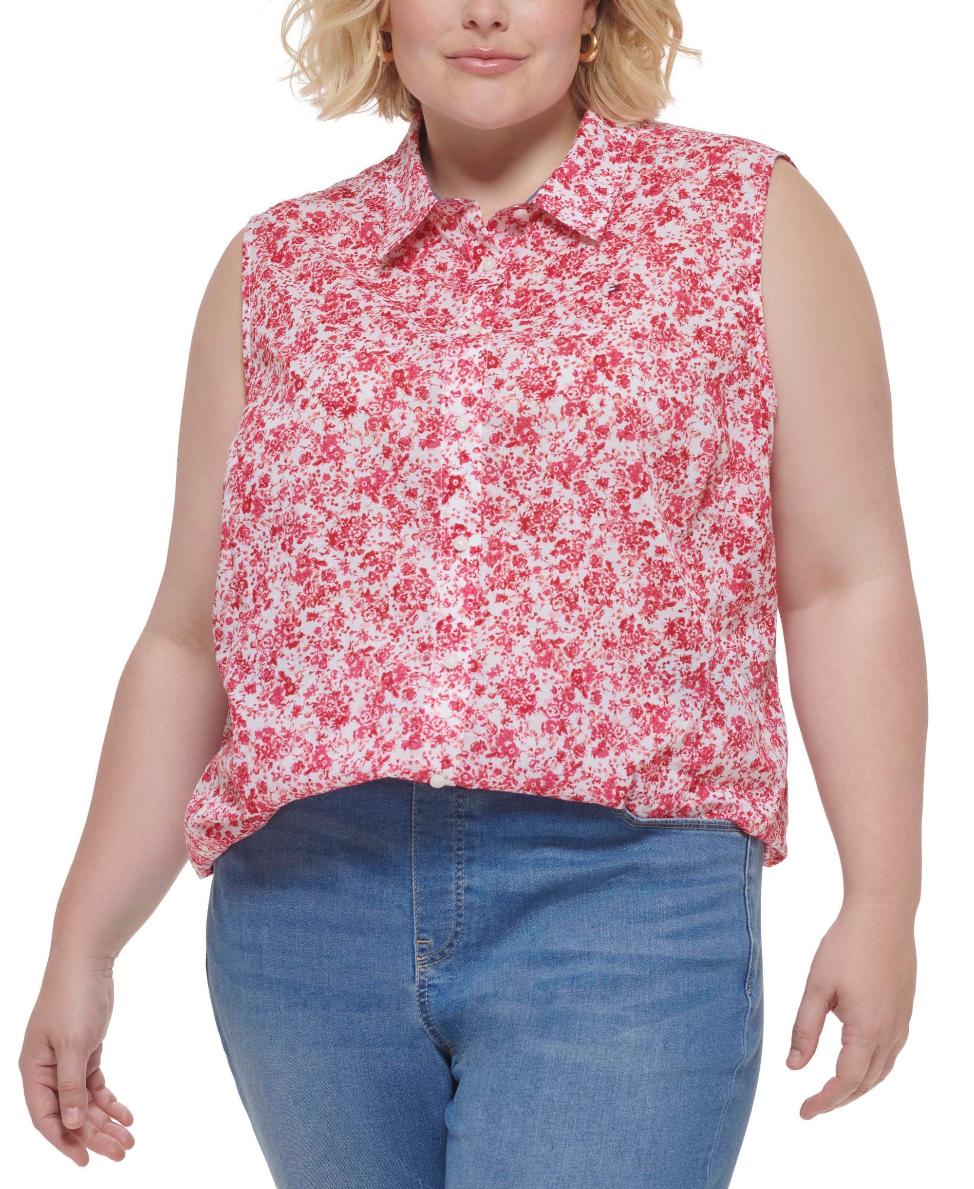 Tommy Hilfiger Plus Size Cotton Floral Modern Shirt