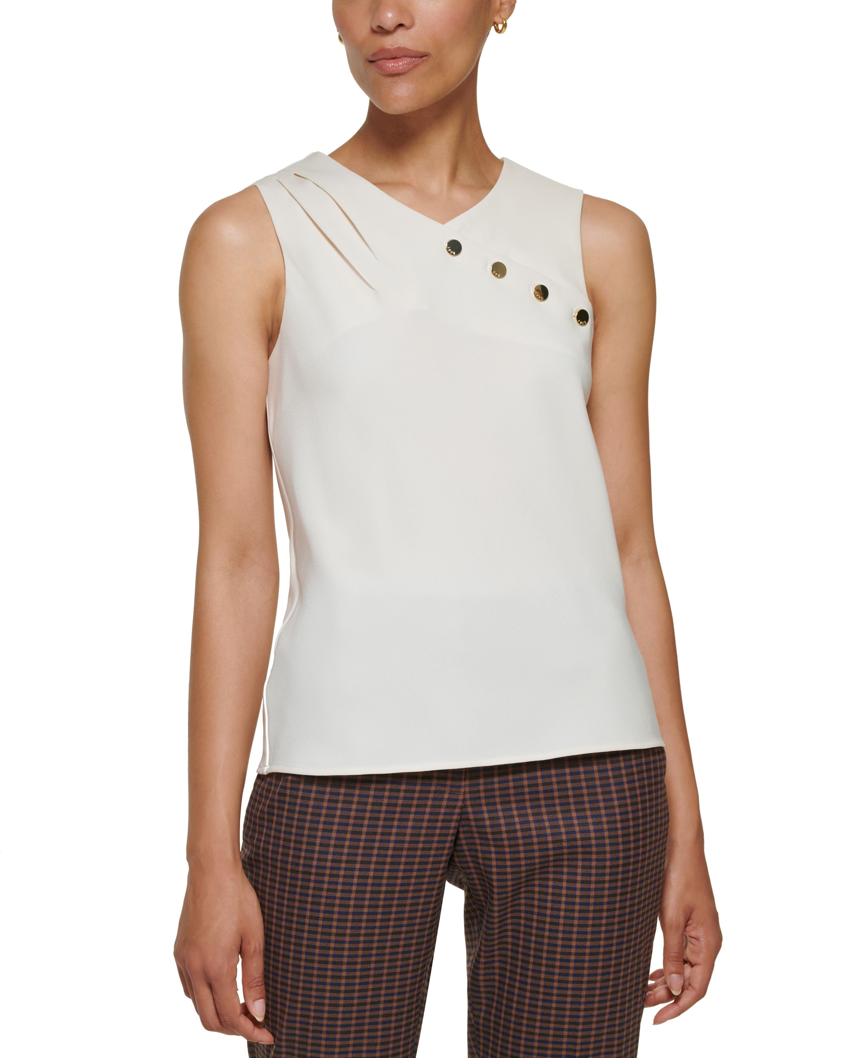 Petite Sleeveless Mix Media Premium Top