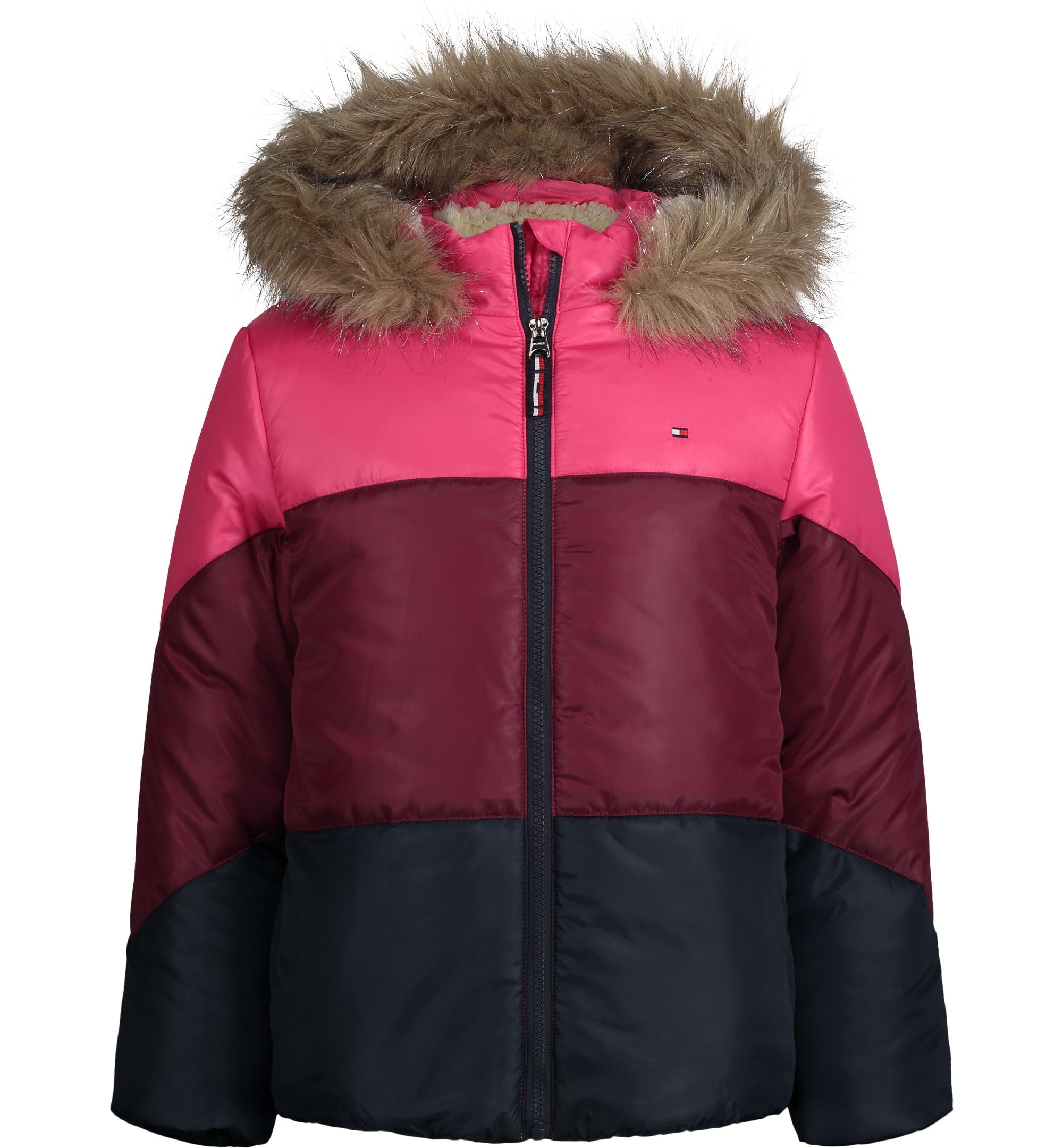 Tommy Hilfiger Little Girls Colorblock Hooded Puffer Coat