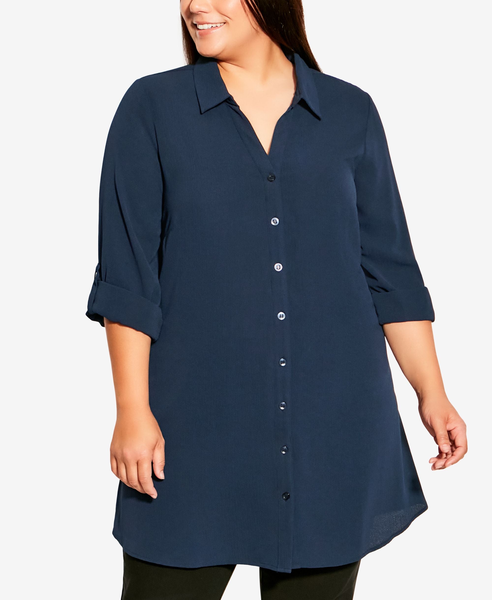 Avenue Plus Size Plain Modern Shirt