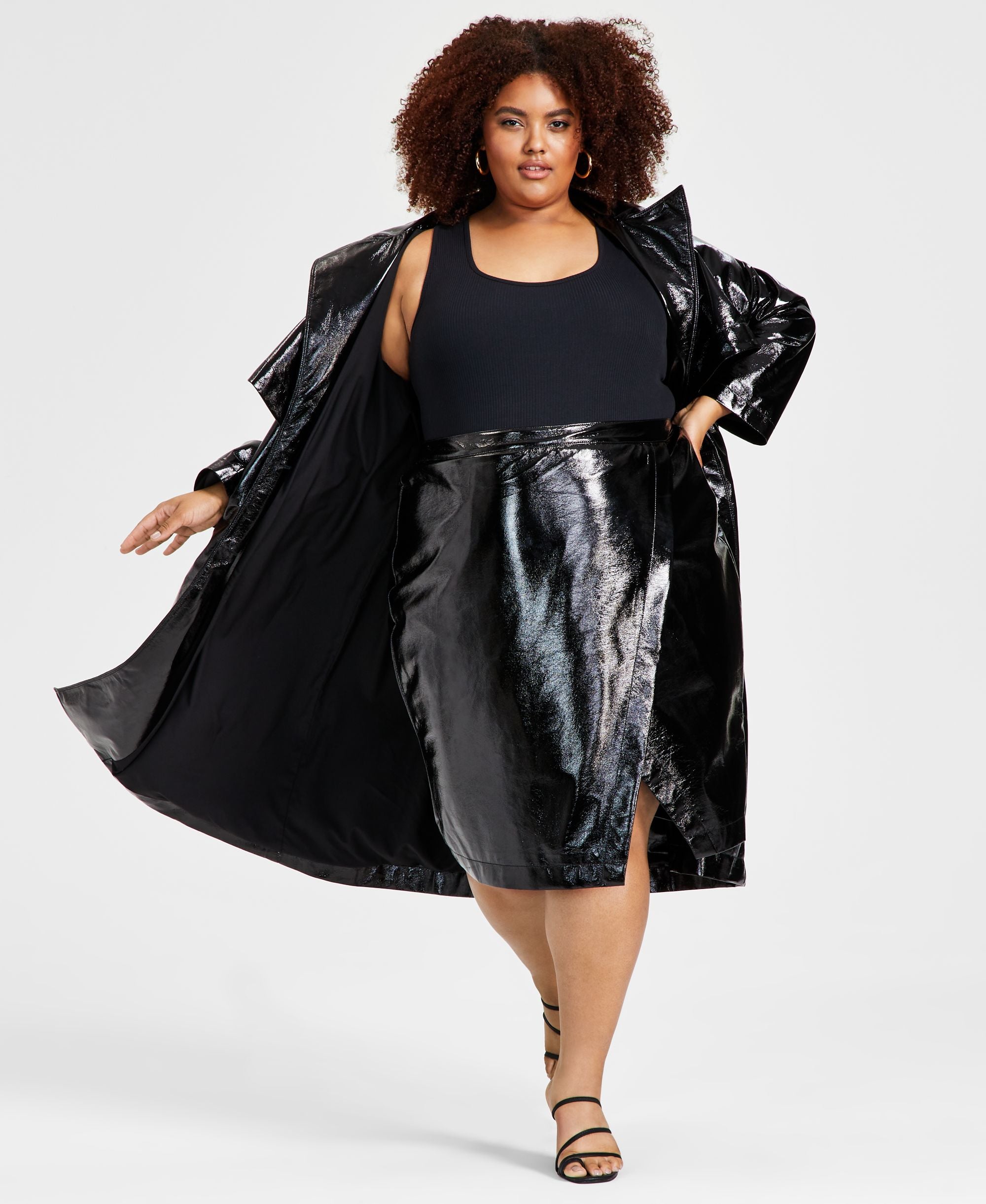 Modern Plus Size Faux-Leather Modern Skirt