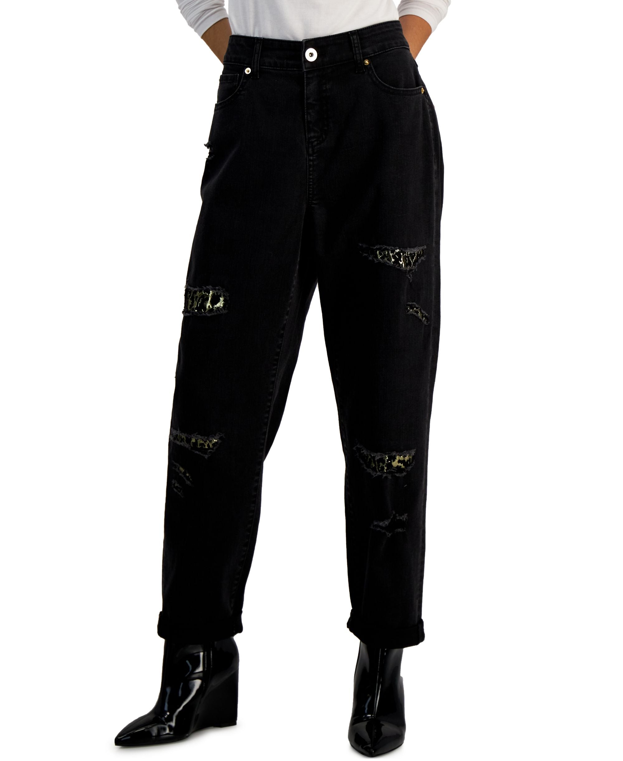 International Concepts Womens High Rise Rip Repair Premium Jeans