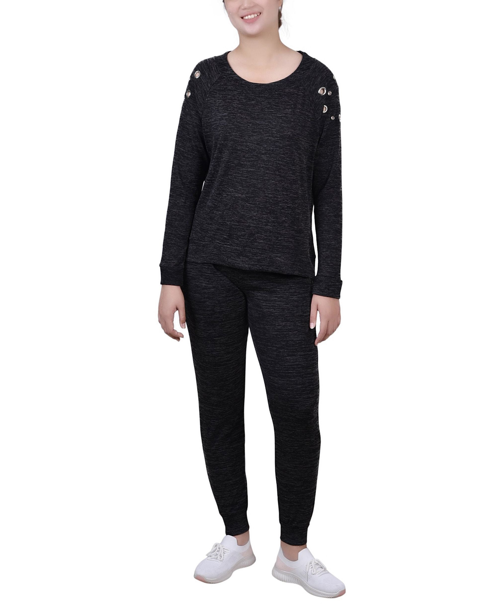 Petite Size Long-Sleeve Grommet Jogger Set 2 Piece