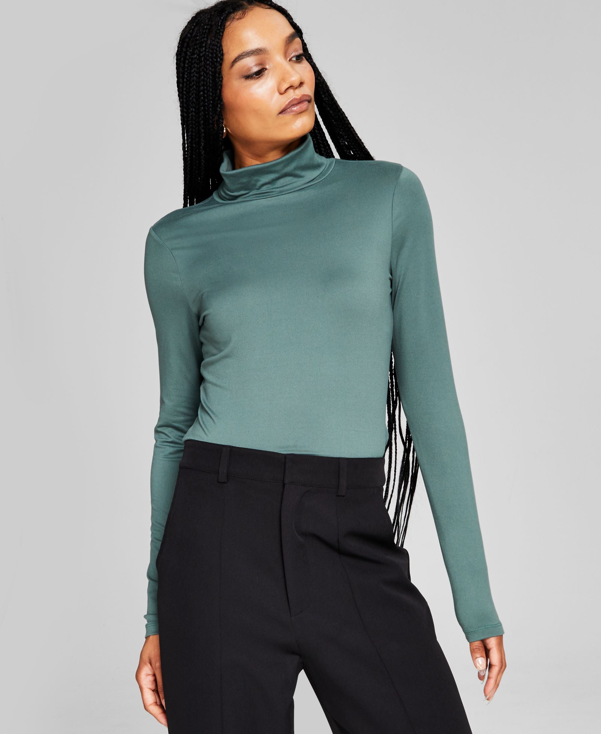 Women's Turtleneck Long-Sleeve Solid Premium Top