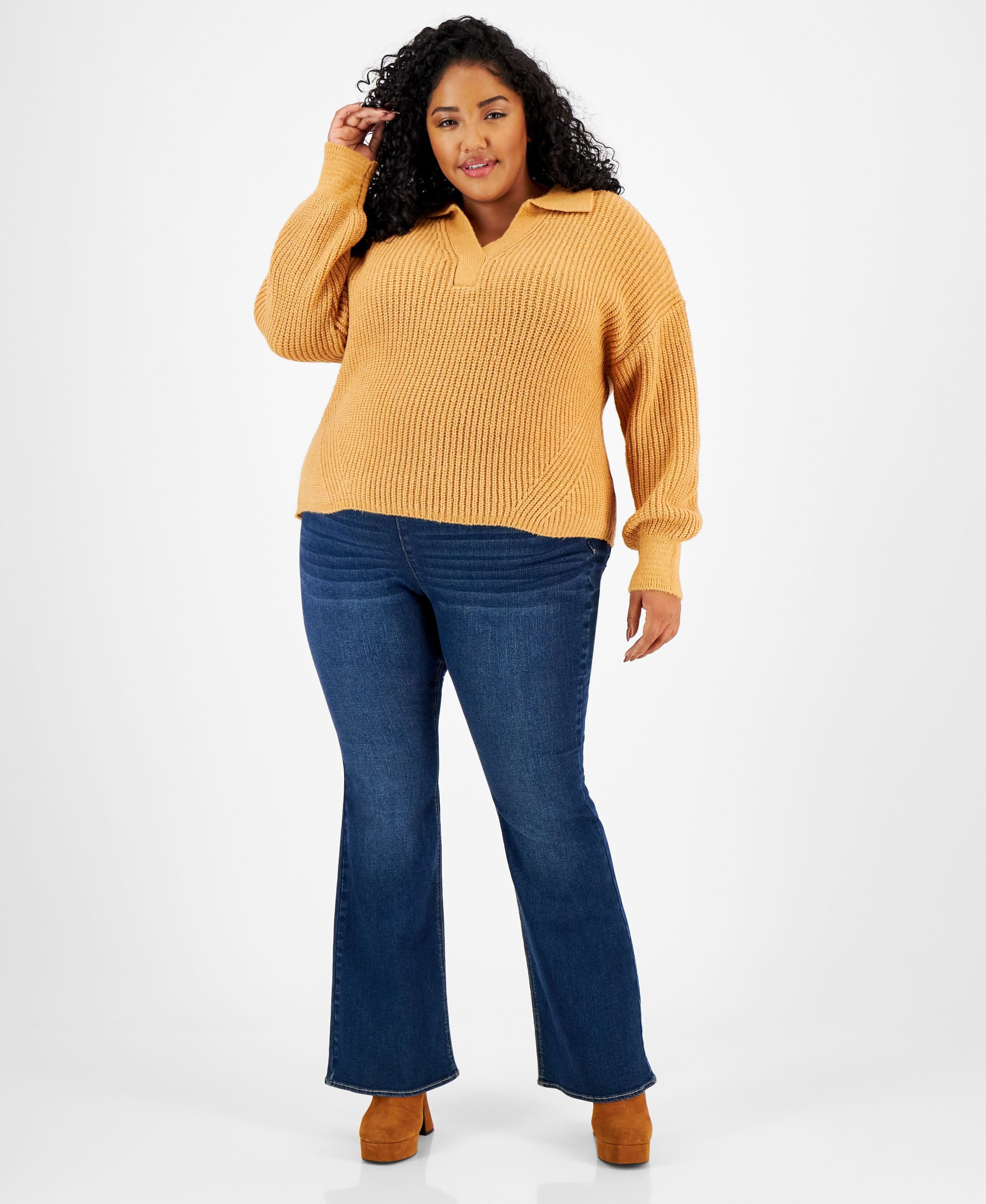 Modern Plus Size Polo Collar Sweater