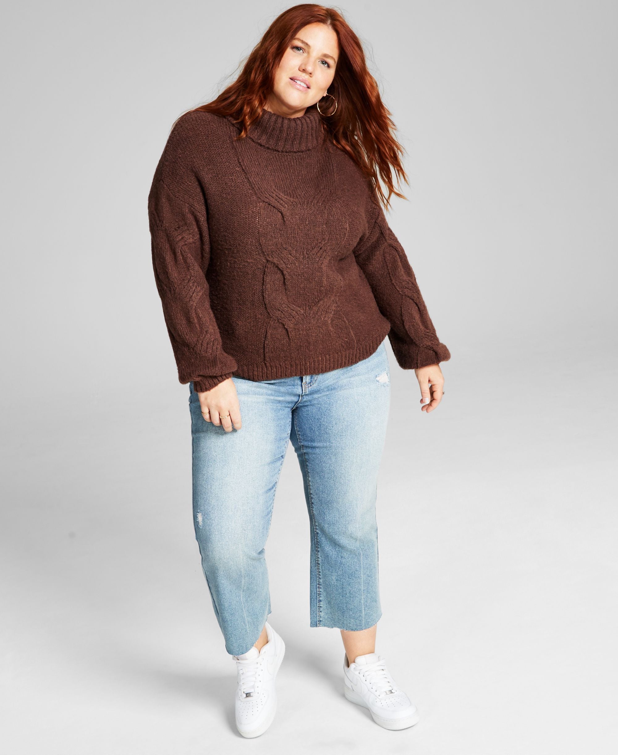 Modern Plus Size Cable-Knit Sweater