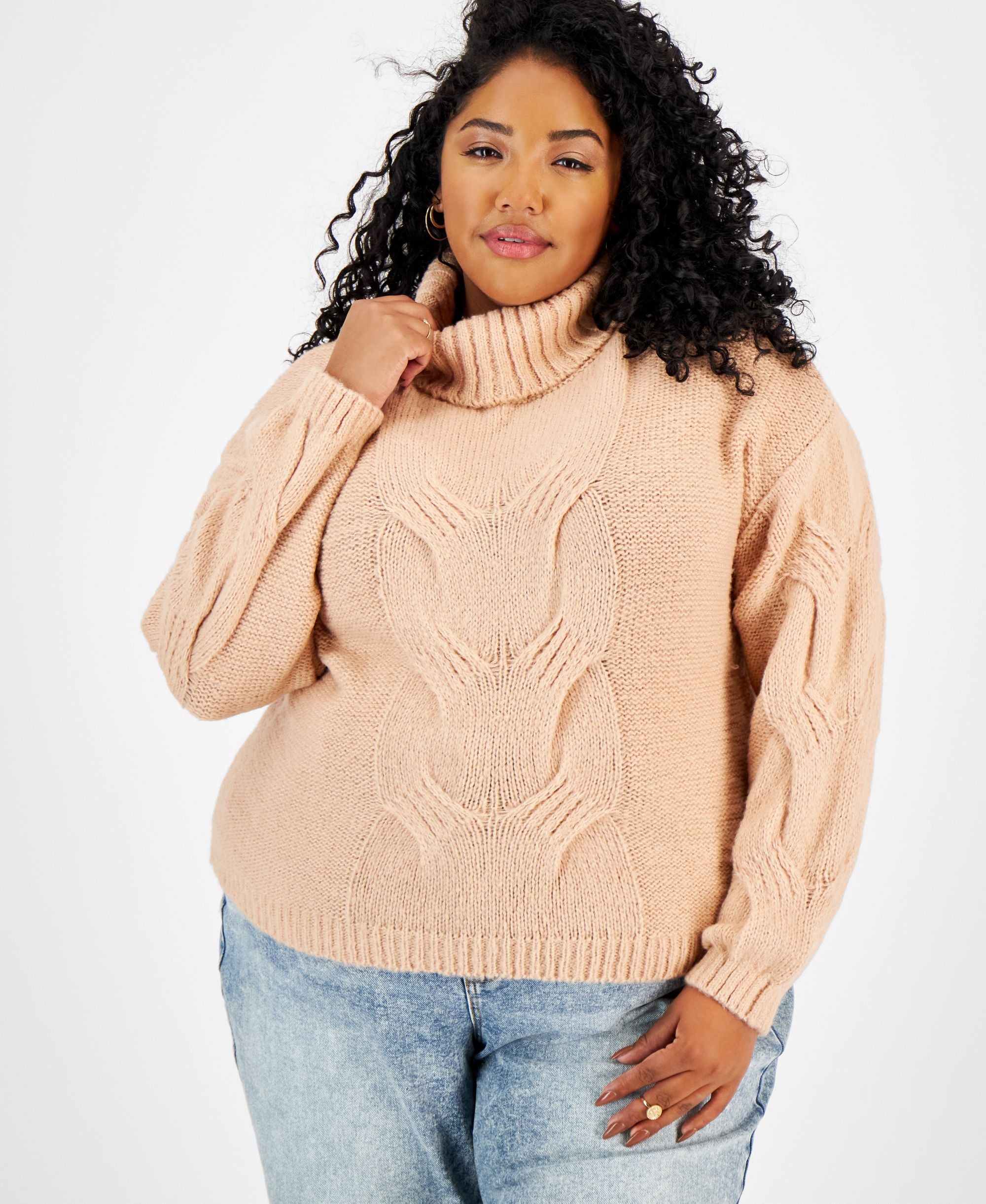Modern Plus Size Cable-Knit Sweater