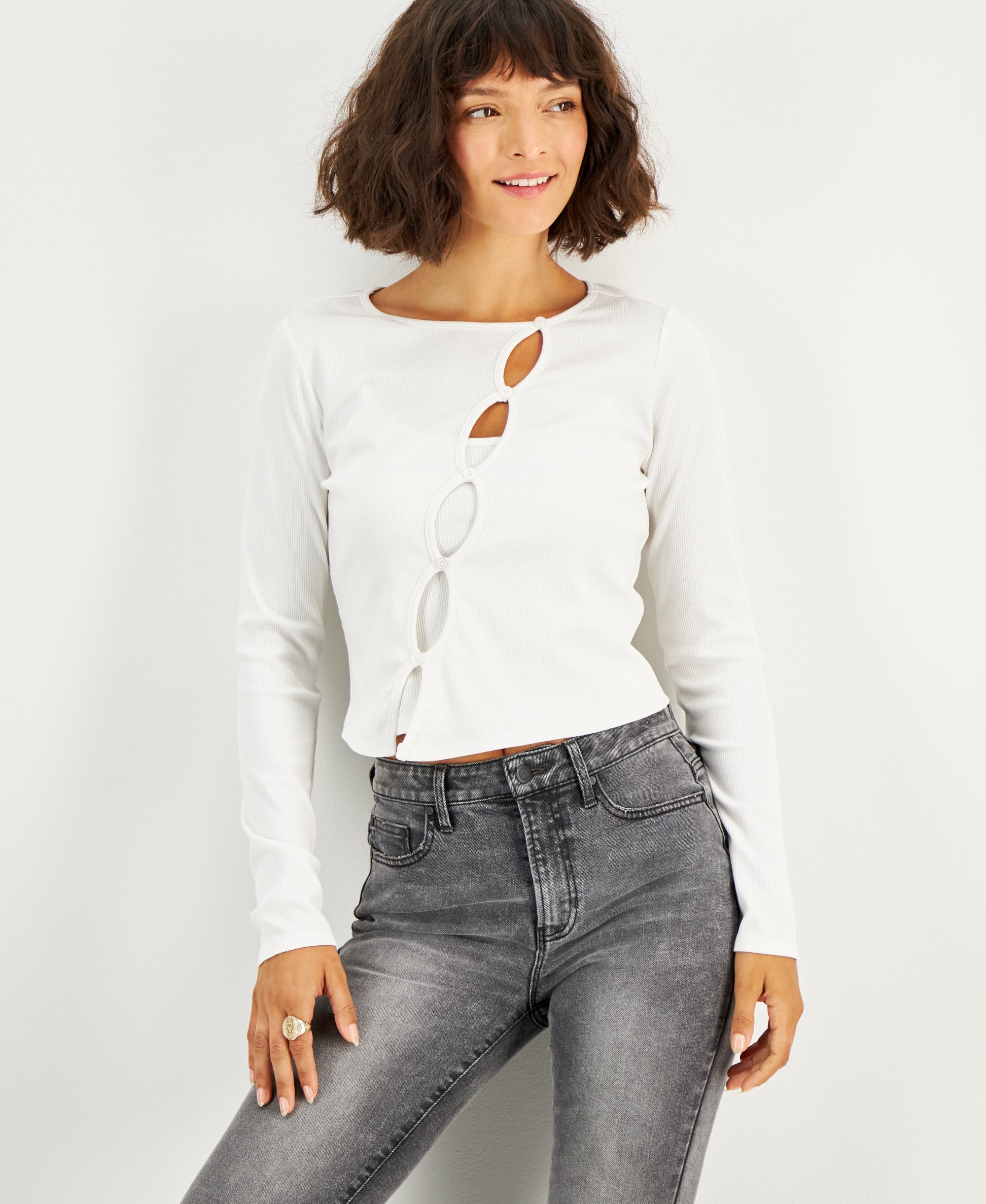 Women's Ribbed Cutout Premium Top