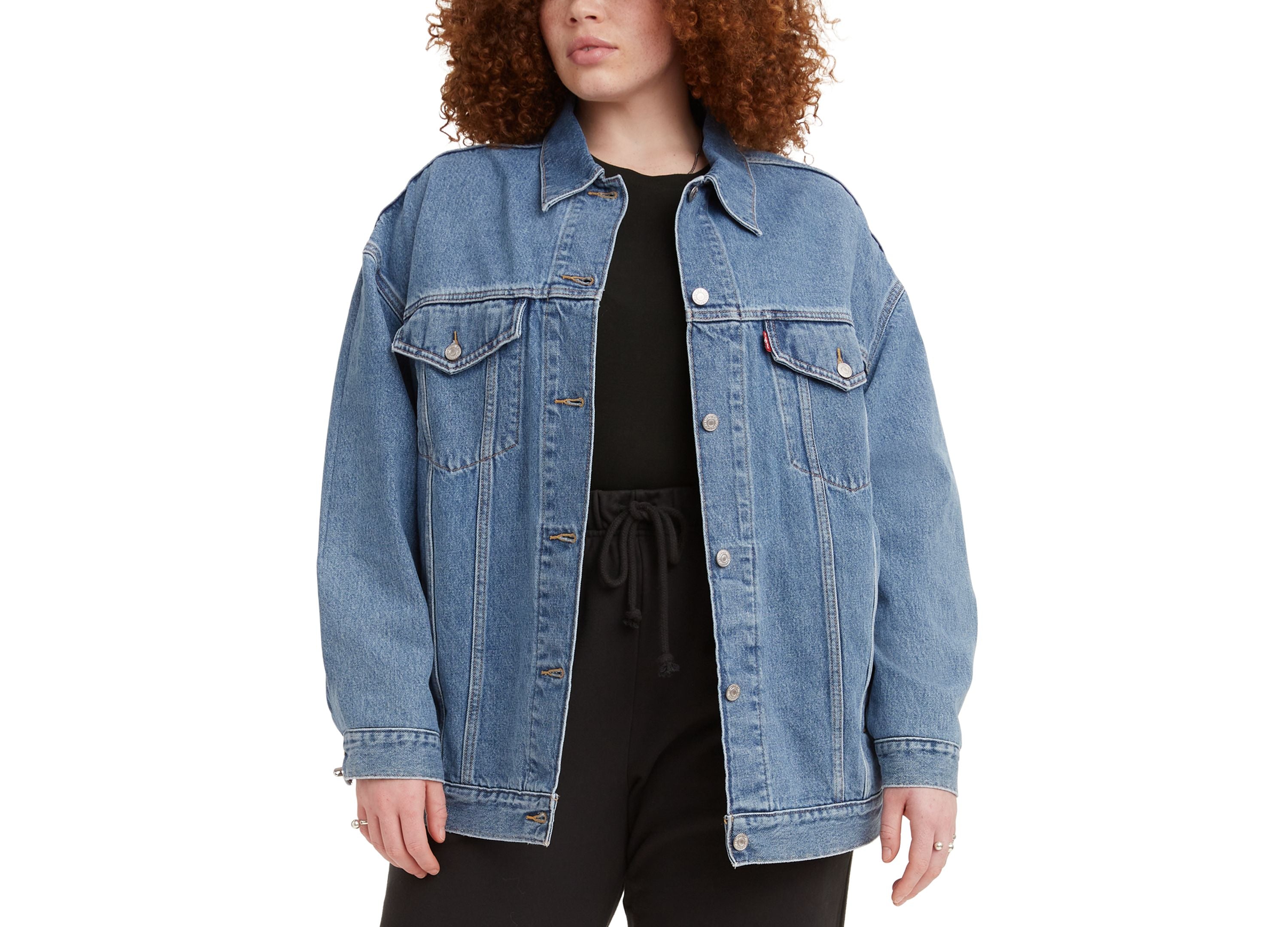 Modern Plus Size Cotton Baggy Trucker Jacket