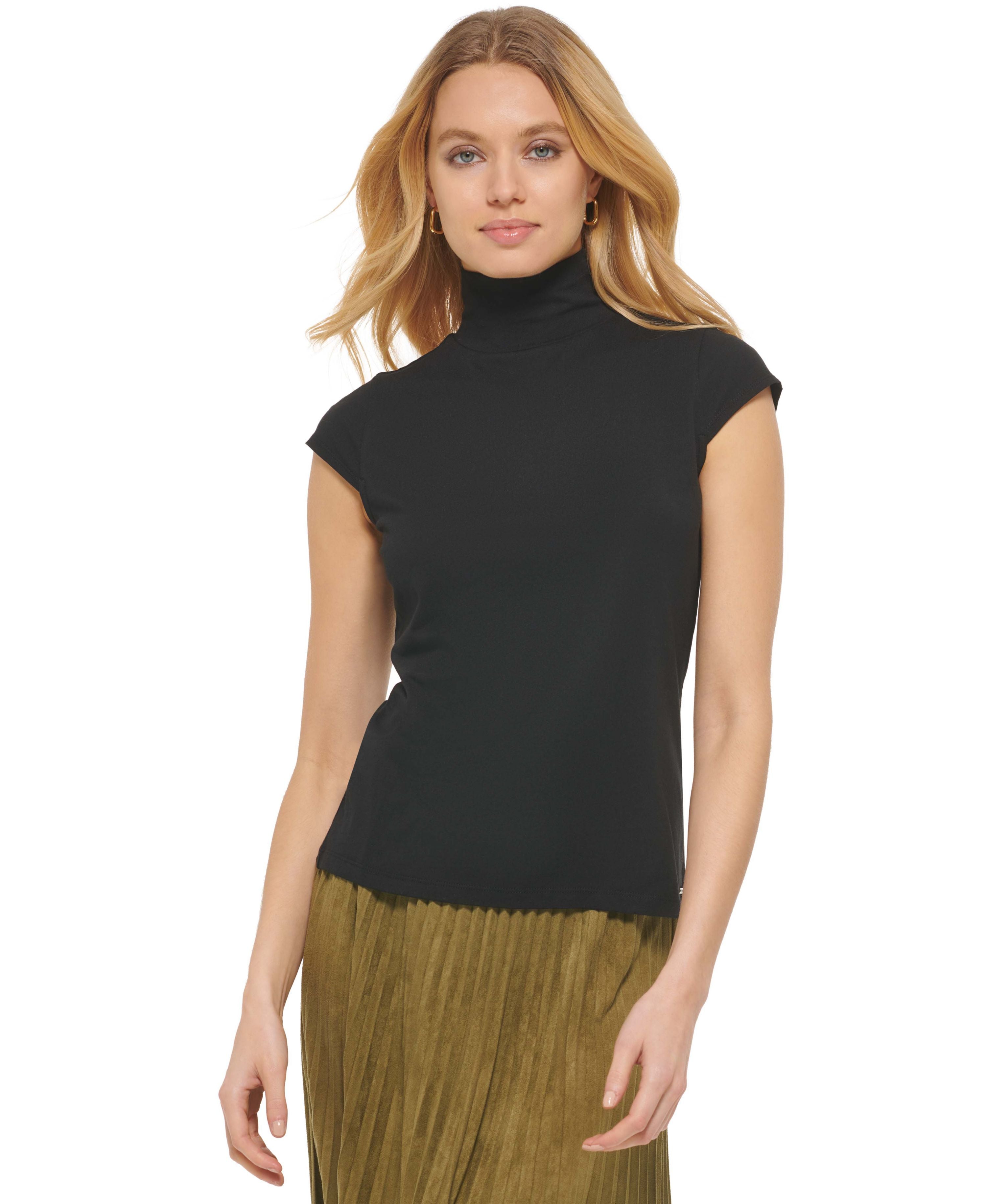 Cap Sleeve Mock Neck Premium Top