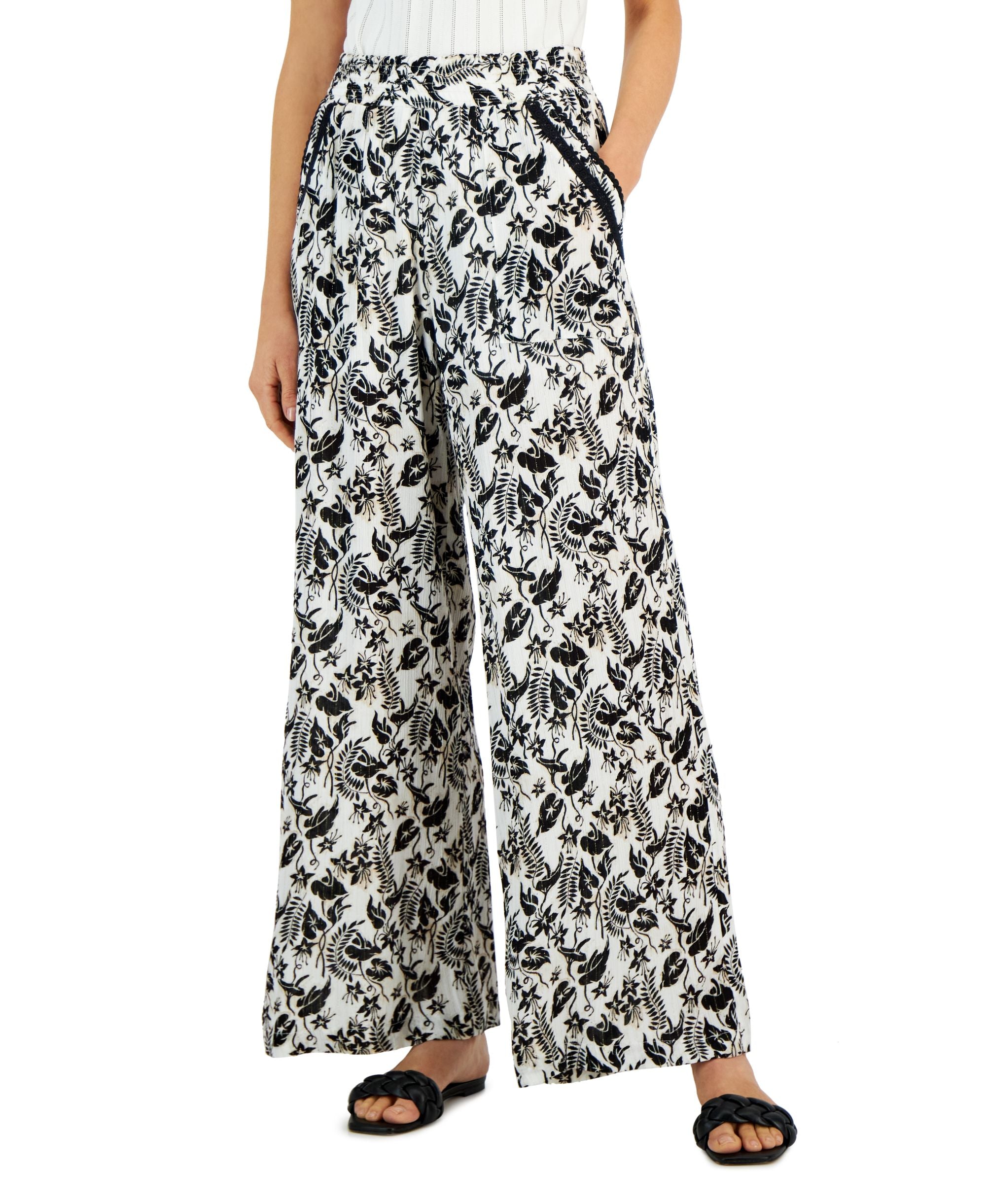 Women's Printed Pull-On Wide-Leg Signature Pants